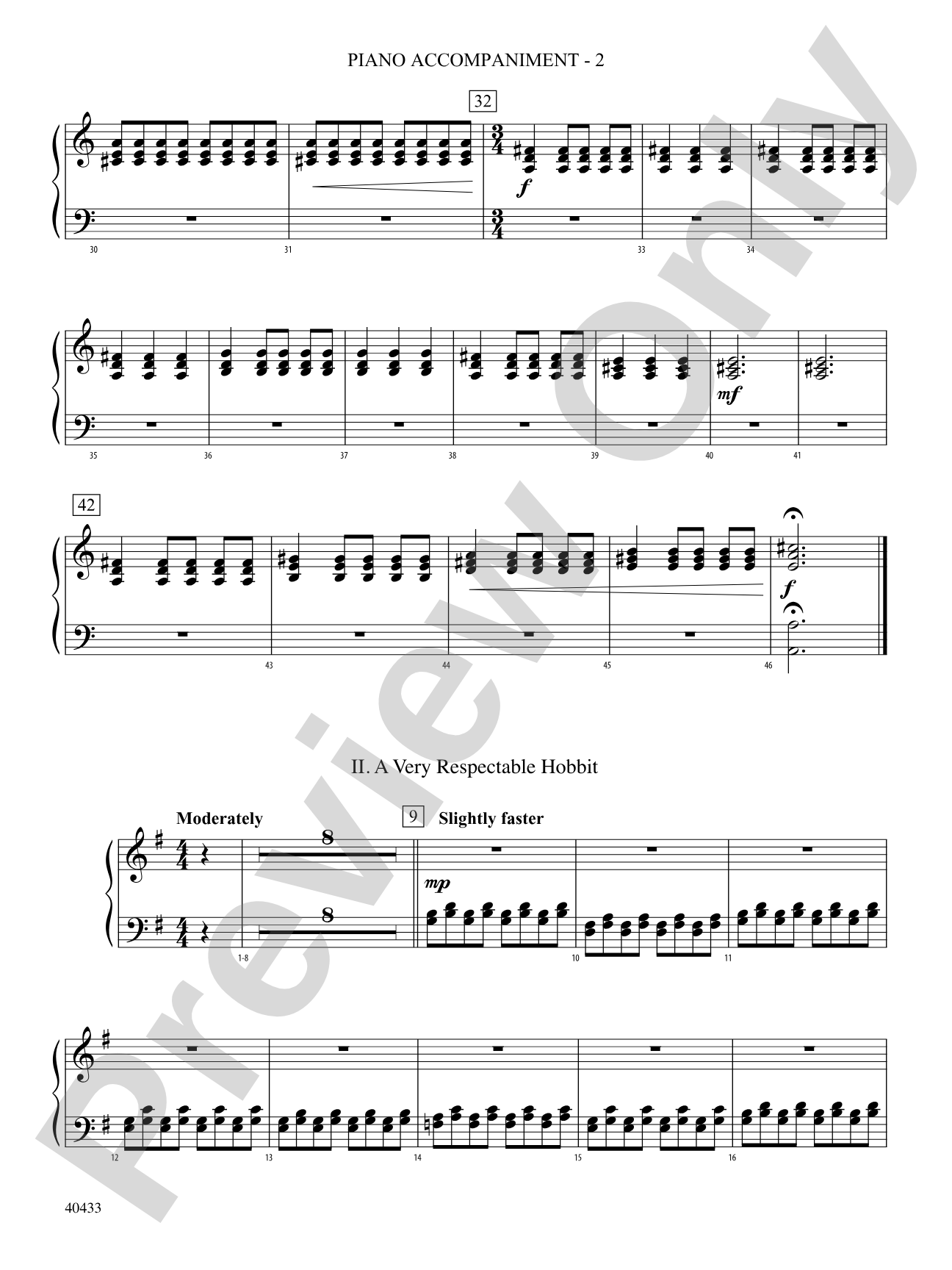 The Hobbit: An Unexpected Journey, Selections from: Piano Accompaniment