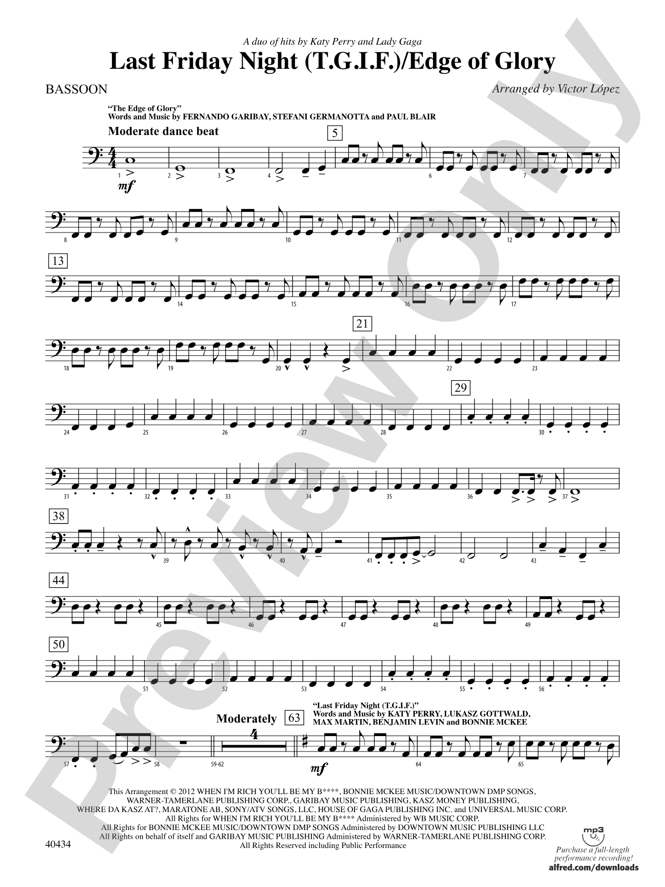 Last Friday Night (T.G.I.F.) / Edge of Glory: Bassoon
