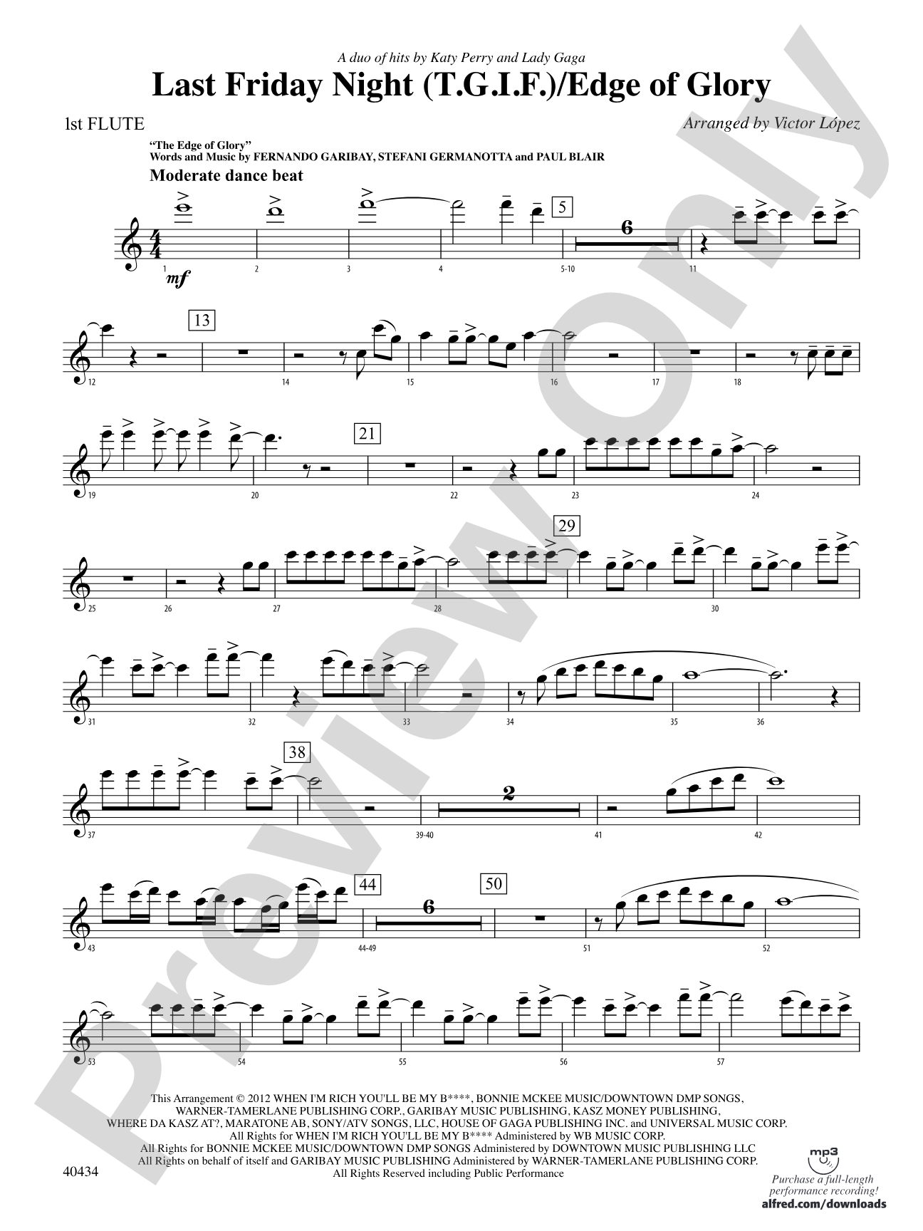 Last Friday Night (T.G.I.F.) / Edge of Glory: Flute