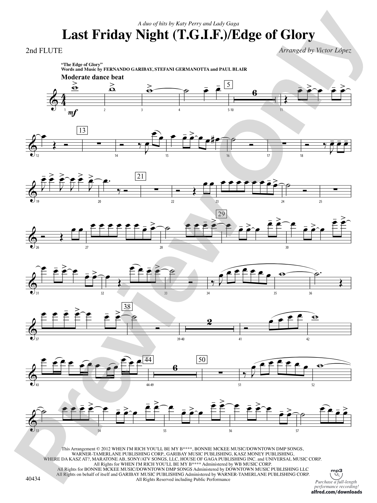 Last Friday Night (T.G.I.F.) / Edge of Glory: 2nd Flute