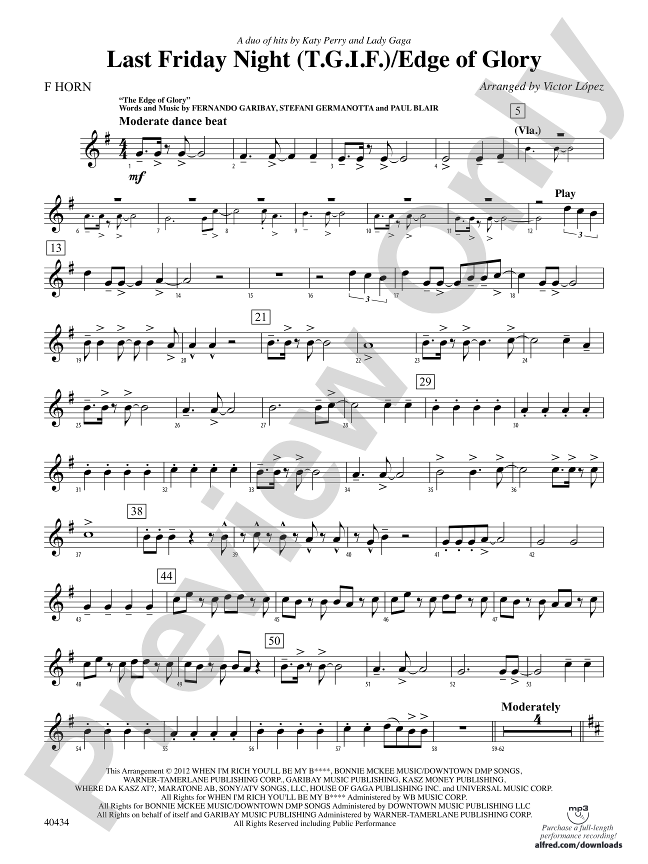 Last Friday Night (T.G.I.F.) / Edge of Glory: 1st F Horn