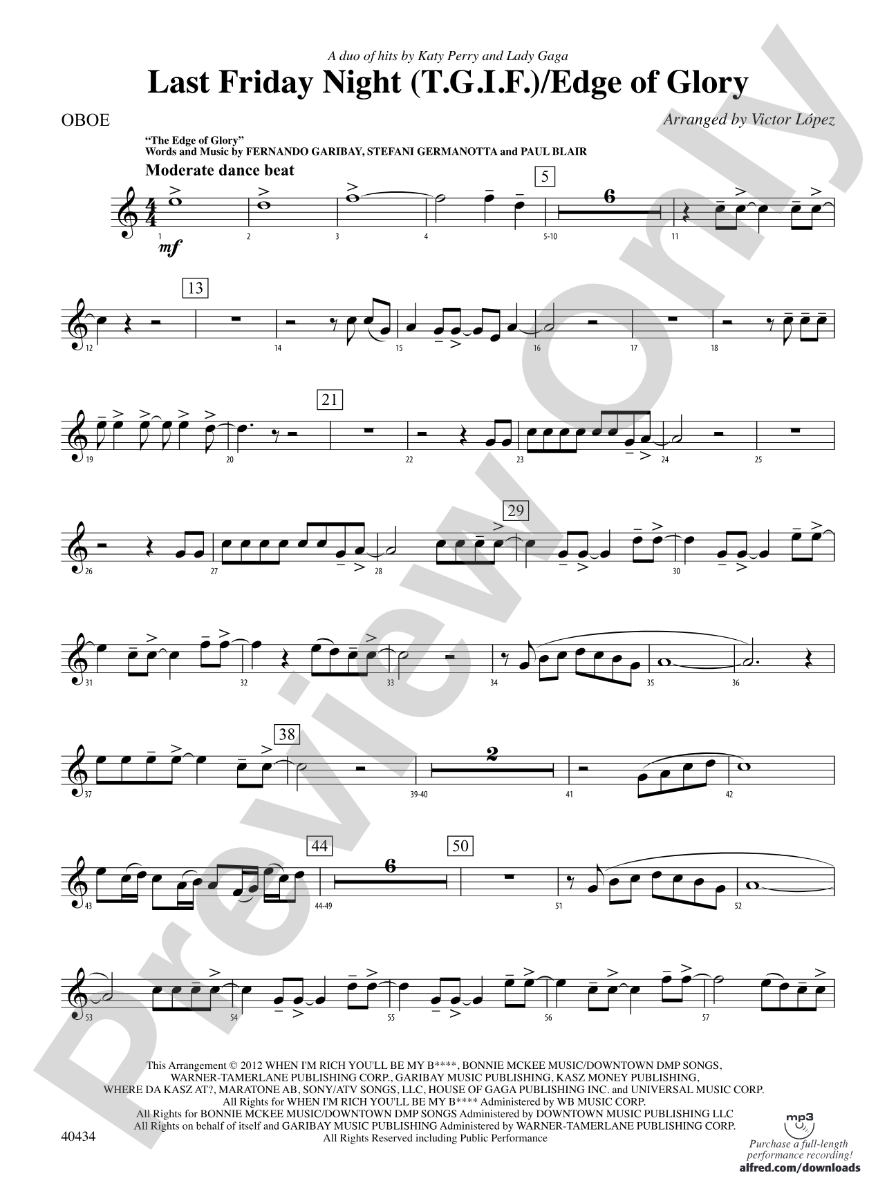 Last Friday Night (T.G.I.F.) / Edge of Glory: Oboe