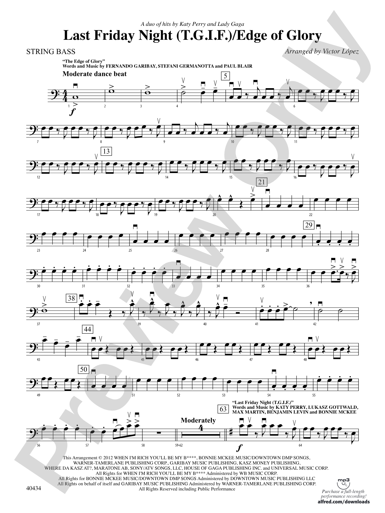 Last Friday Night (T.G.I.F.) / Edge of Glory: String Bass