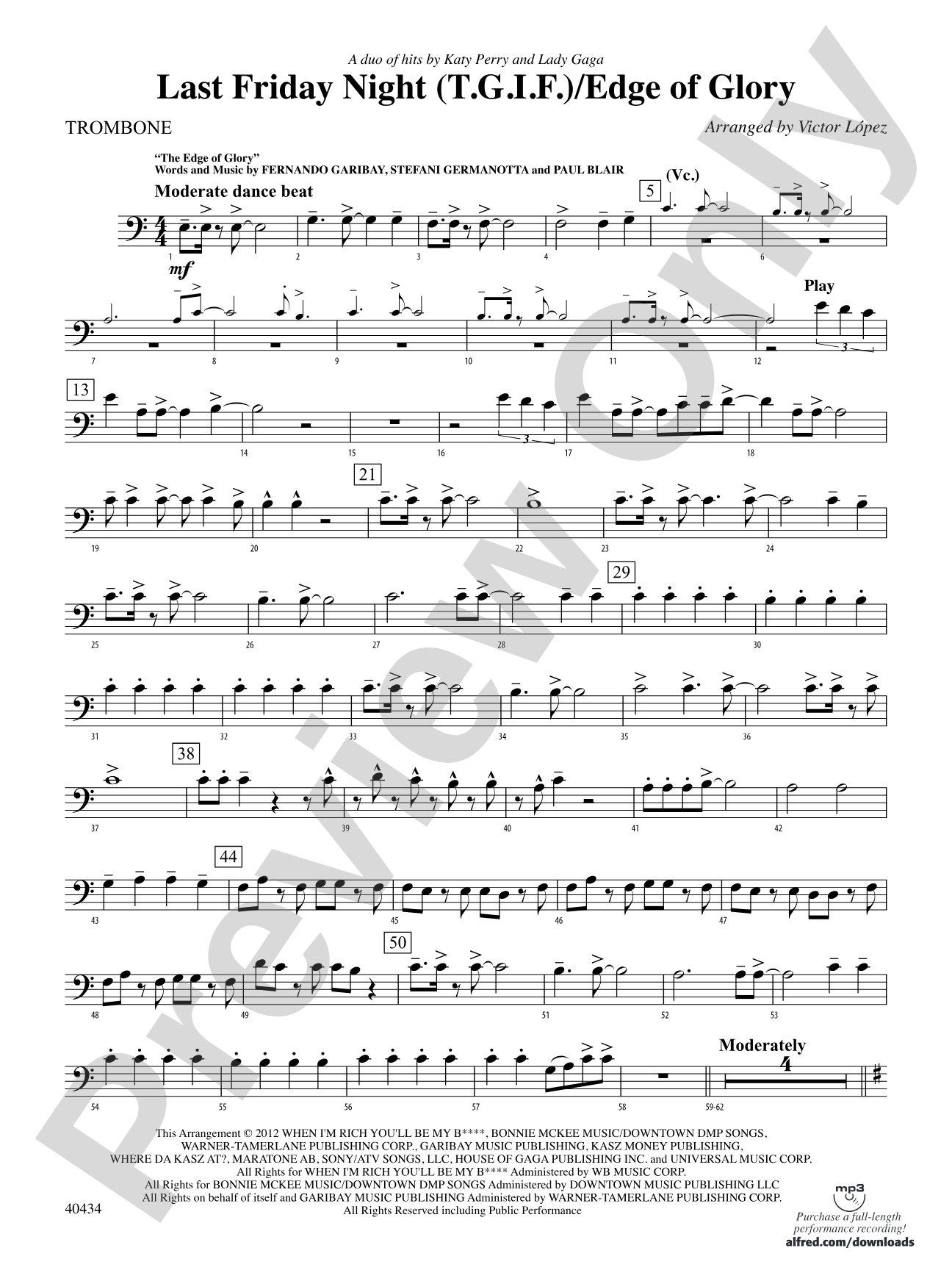Last Friday Night (T.G.I.F.) / Edge of Glory: 1st Trombone