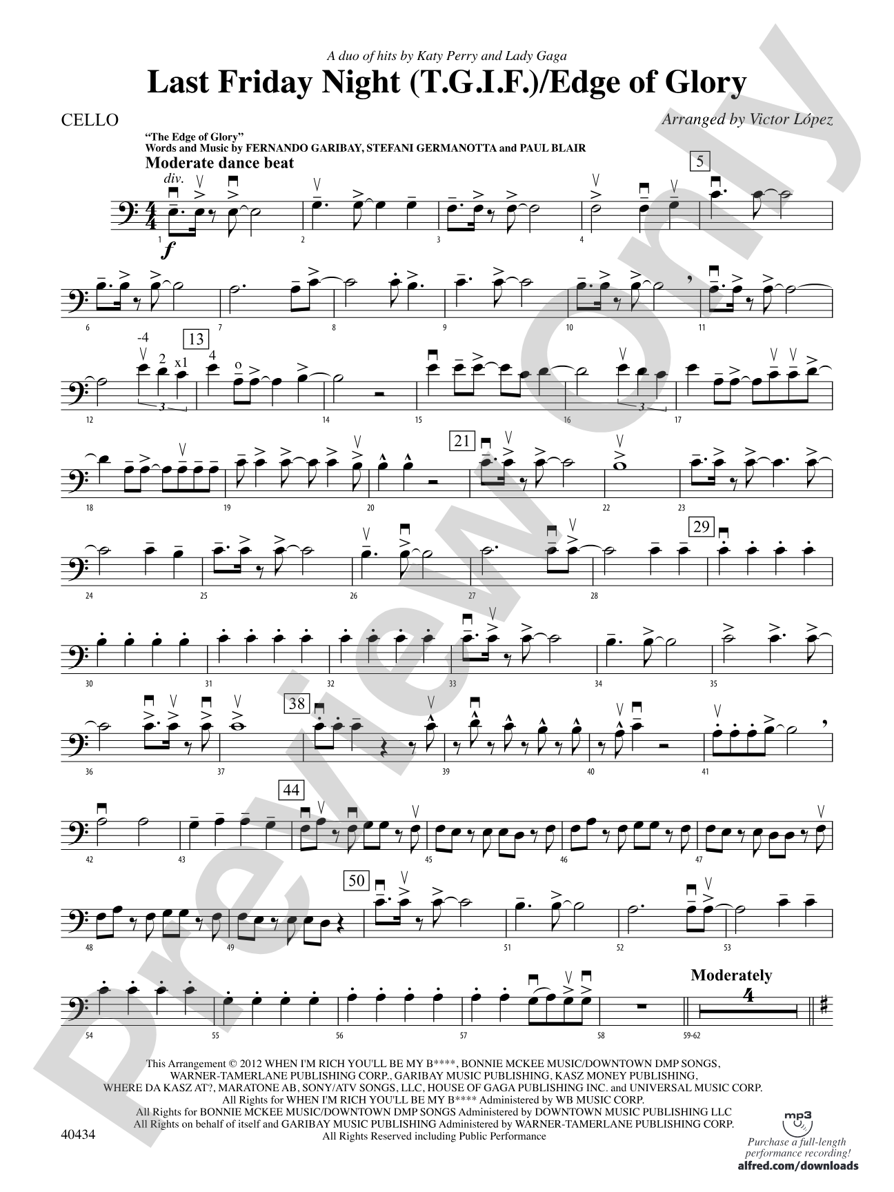 Last Friday Night (T.G.I.F.) / Edge of Glory: Cello