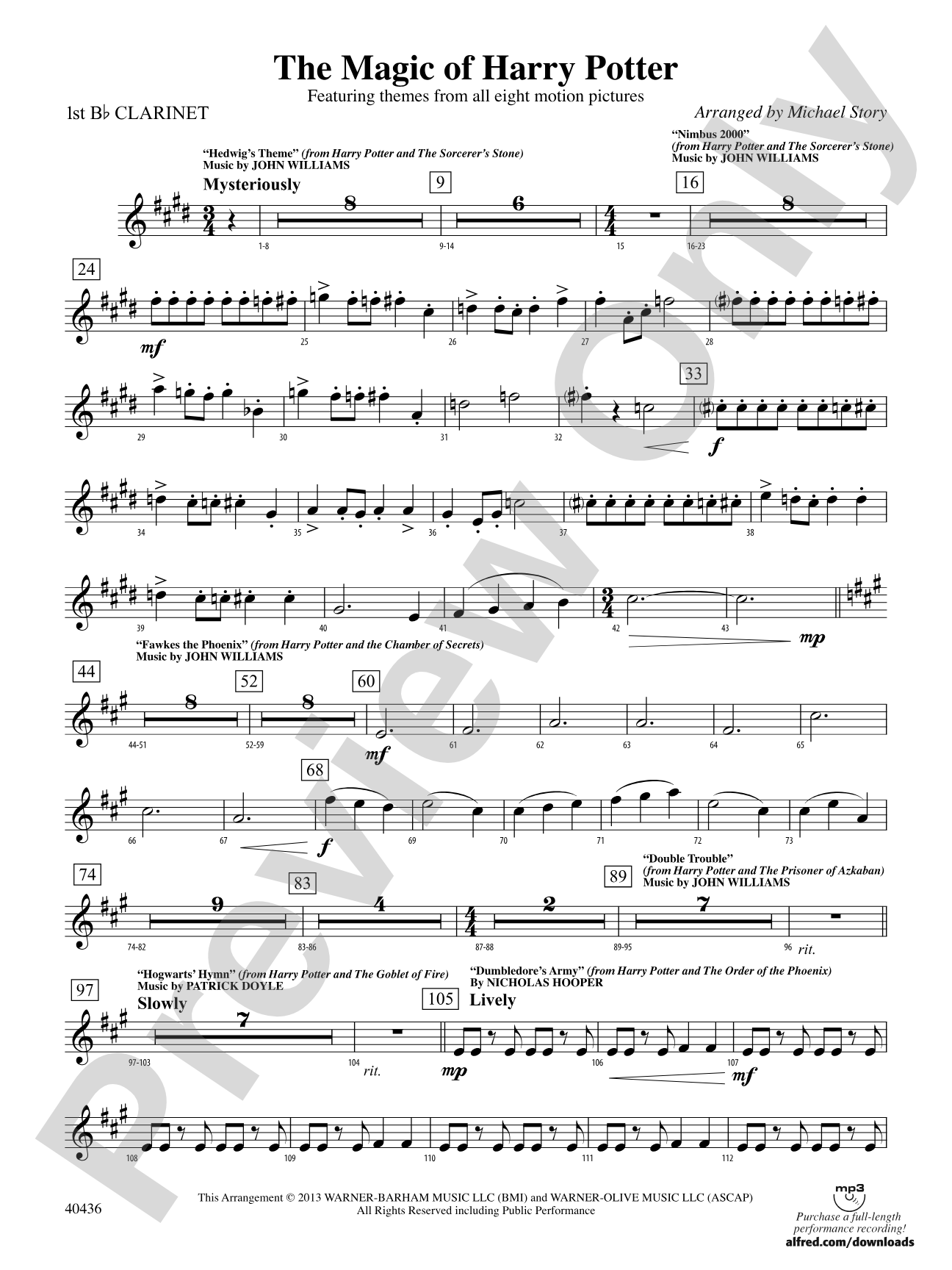 The Magic of Harry Potter: 1st B-flat Clarinet