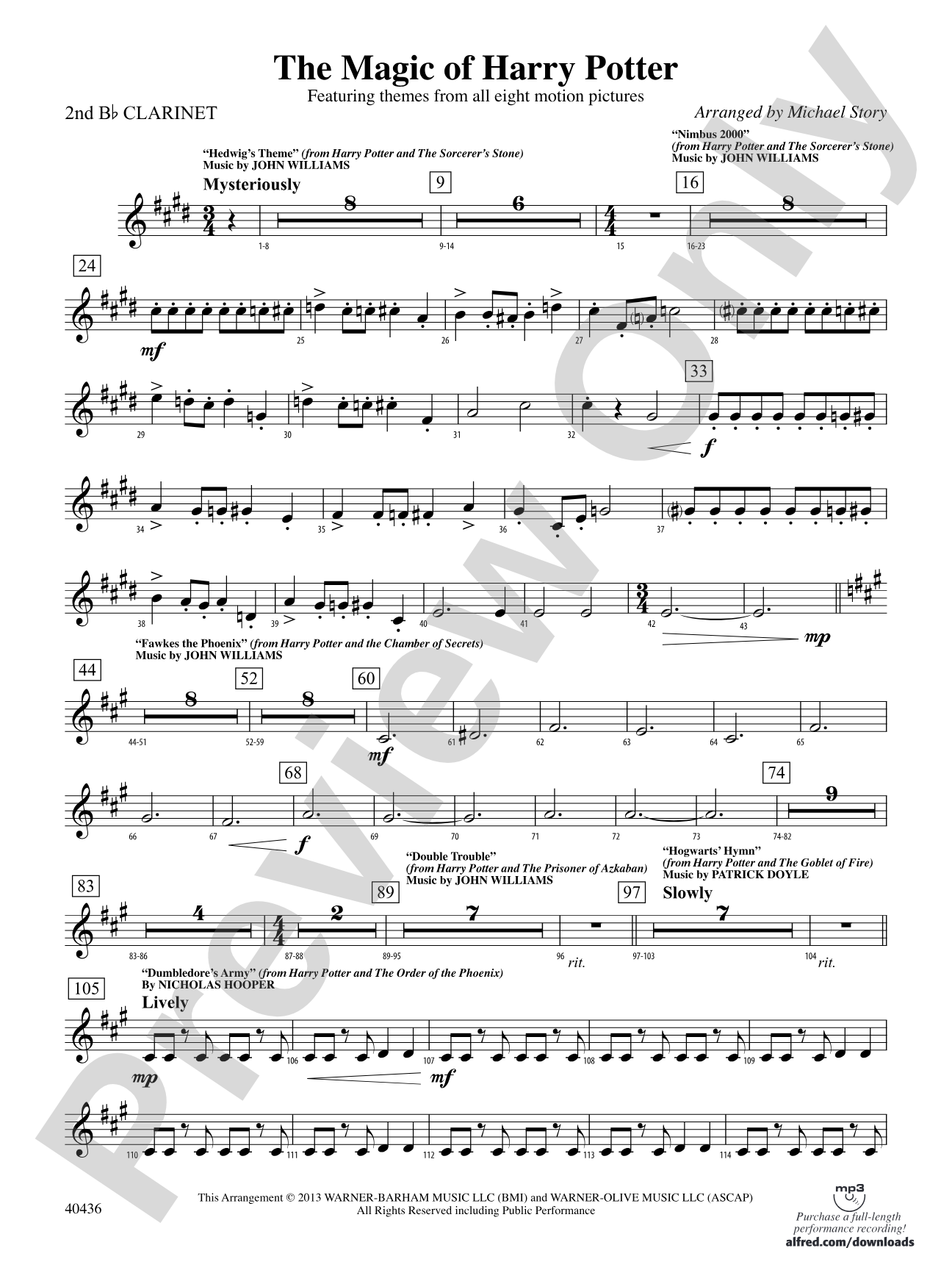 The Magic of Harry Potter: 2nd B-flat Clarinet