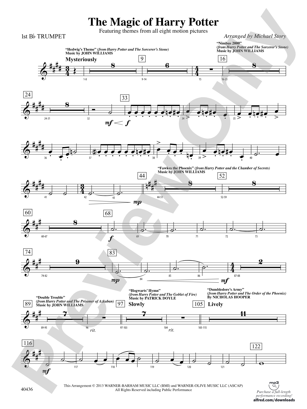 The Magic of Harry Potter: 1st B-flat Trumpet