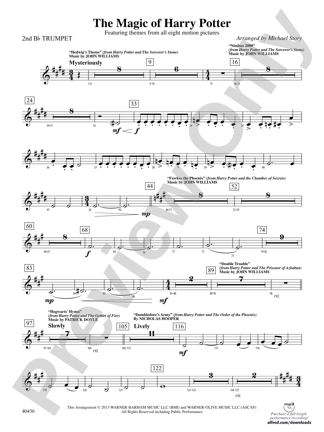 The Magic of Harry Potter: 2nd B-flat Trumpet