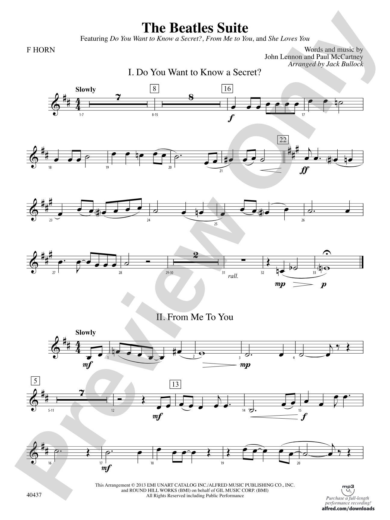 The Beatles Suite: 1st F Horn