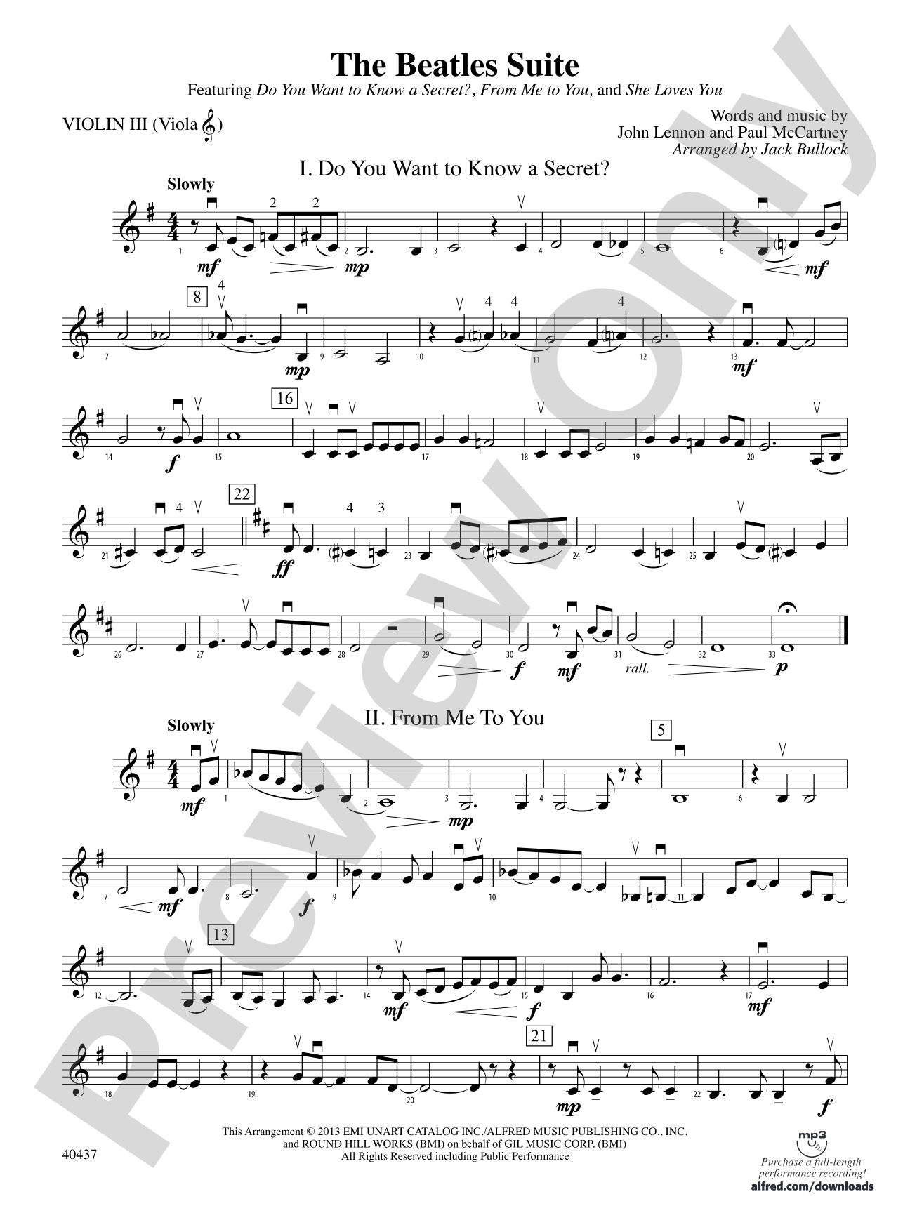 The Beatles Suite: 3rd Violin (Viola [TC])