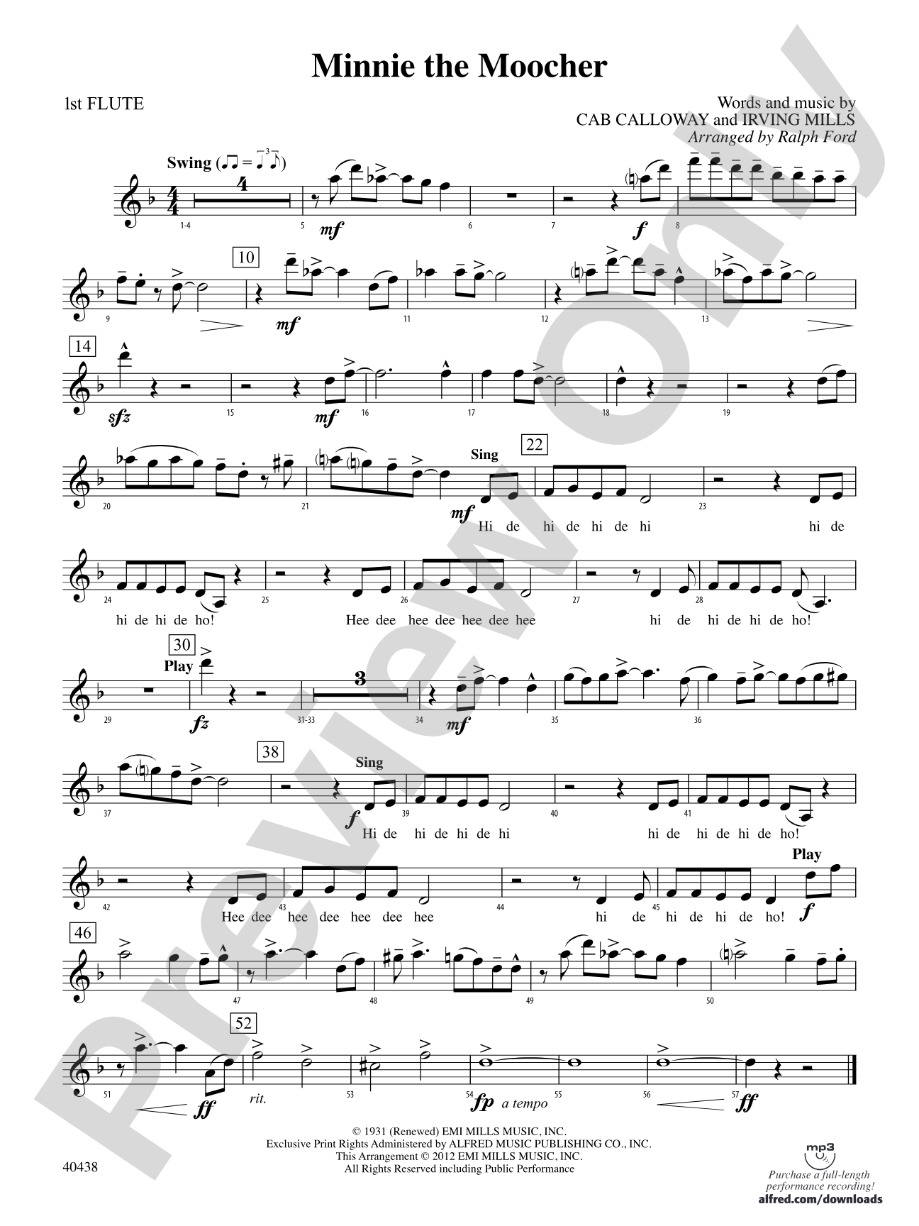 Minnie the Moocher: Flute