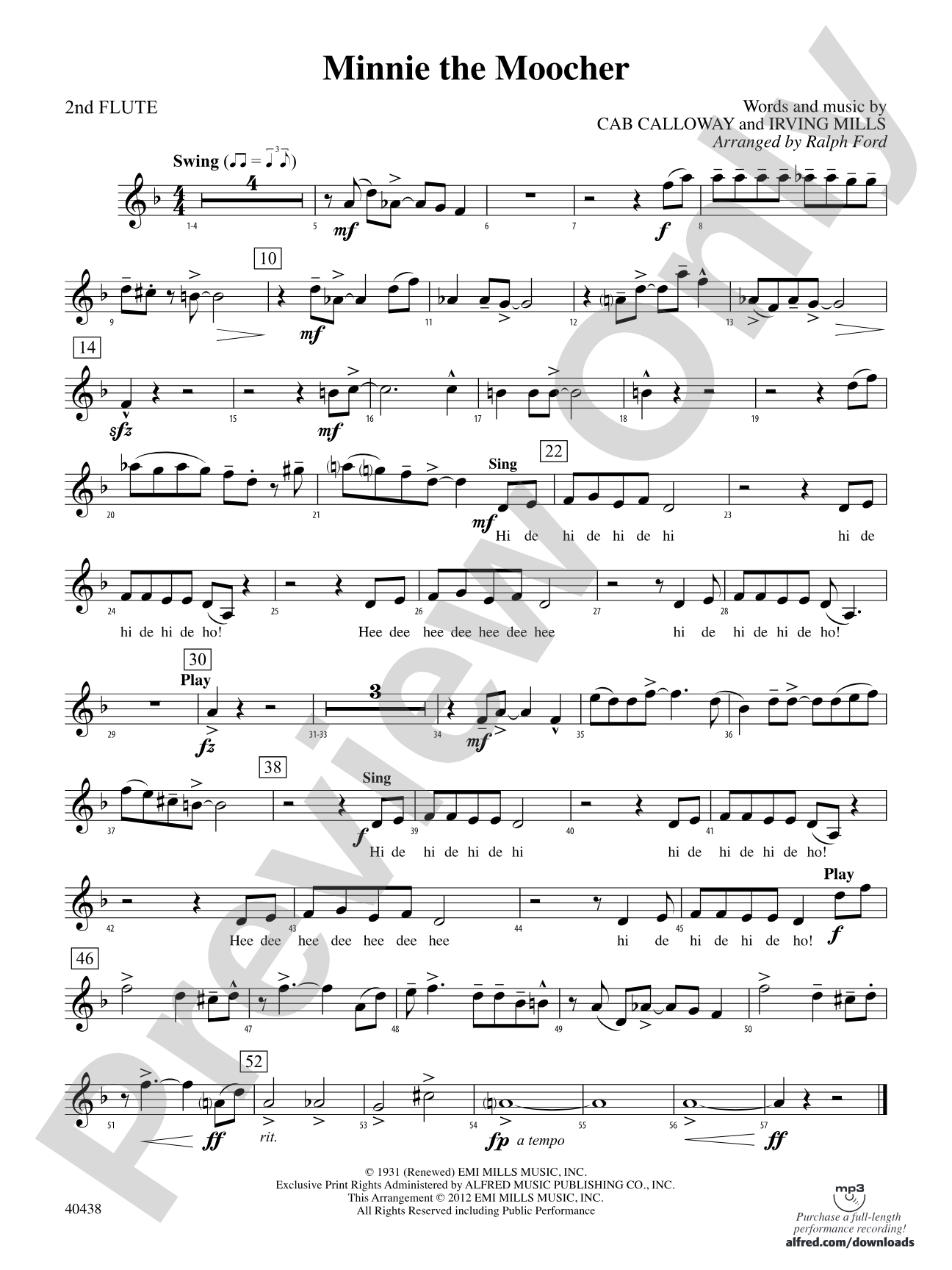 Minnie the Moocher: 2nd Flute