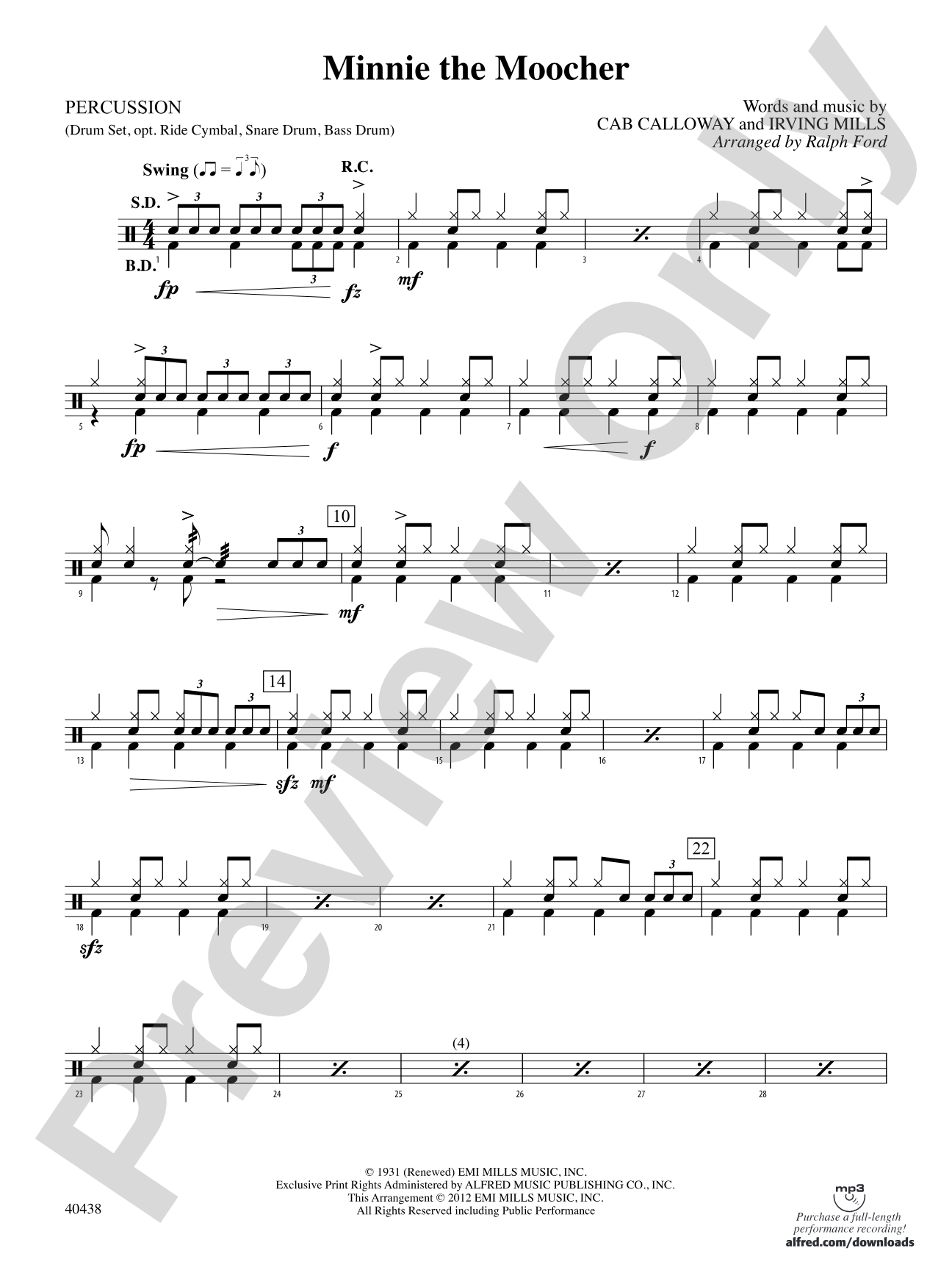 Minnie the Moocher: 1st Percussion