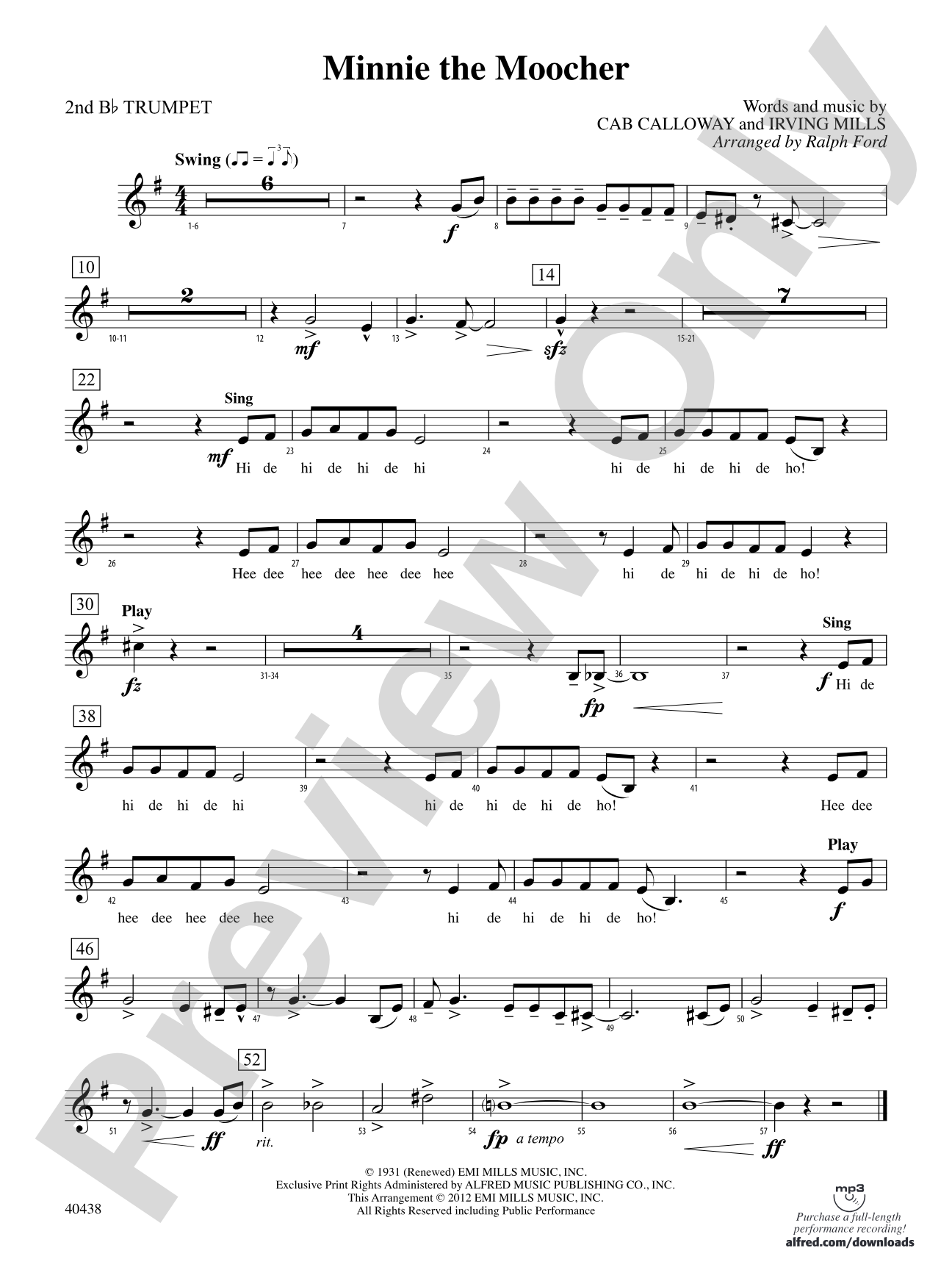 Minnie the Moocher: 2nd B-flat Trumpet