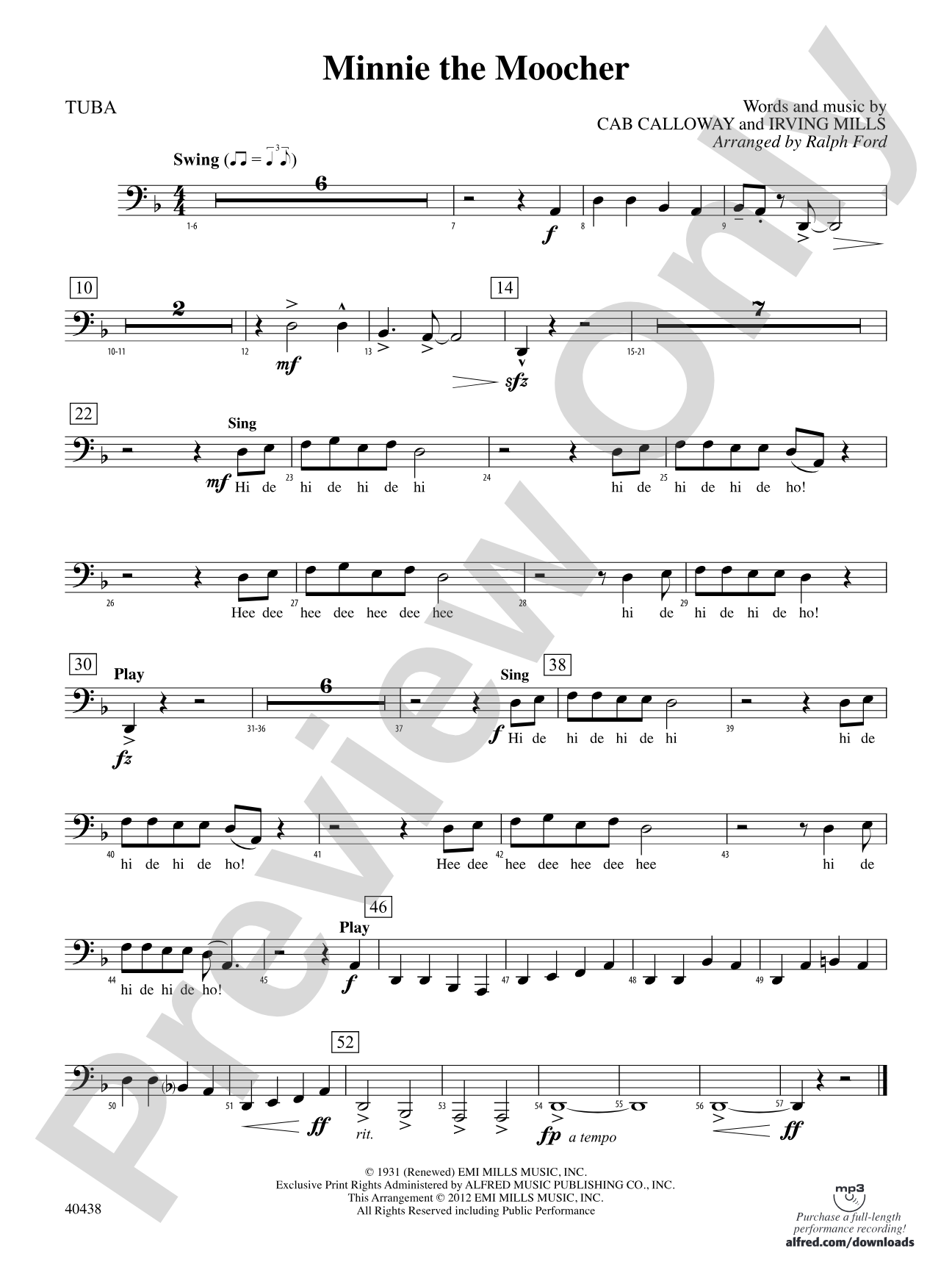 Minnie the Moocher: Tuba