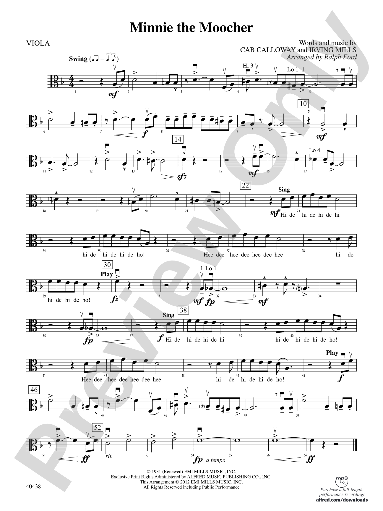 Minnie the Moocher: Viola