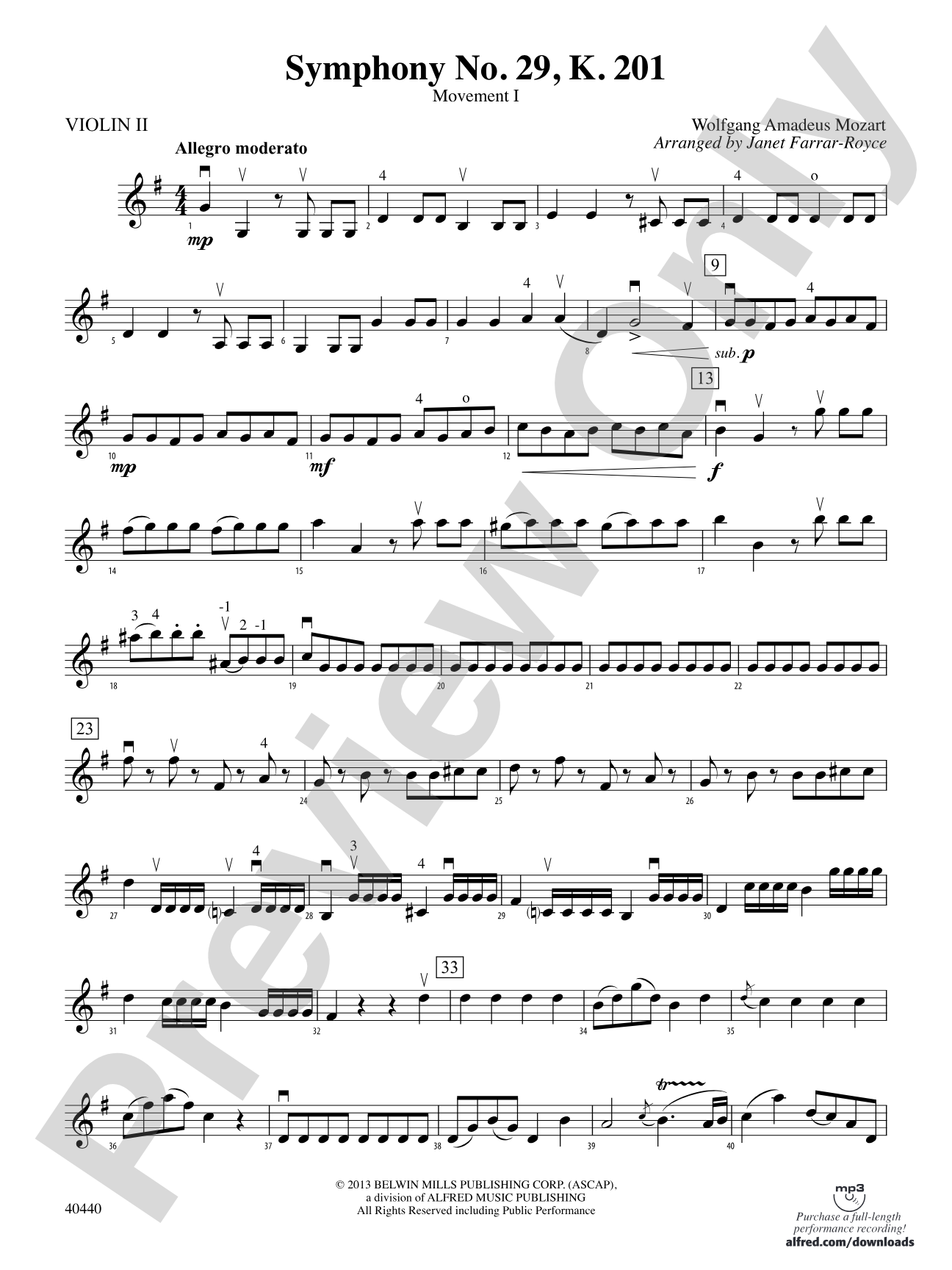 Symphony No. 29, K. 201: 2nd Violin