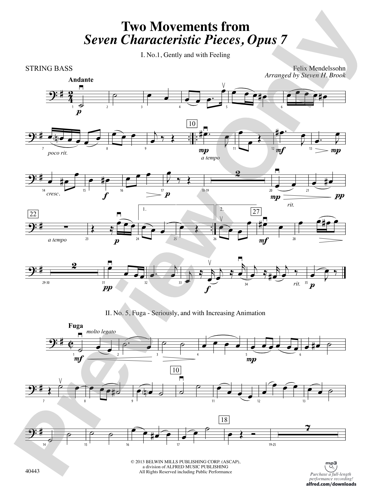 Two Movements from Seven Characteristic Pieces, Op. 7: String Bass