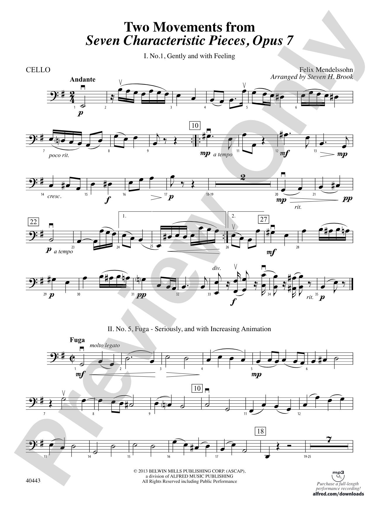 Two Movements from Seven Characteristic Pieces, Op. 7: Cello