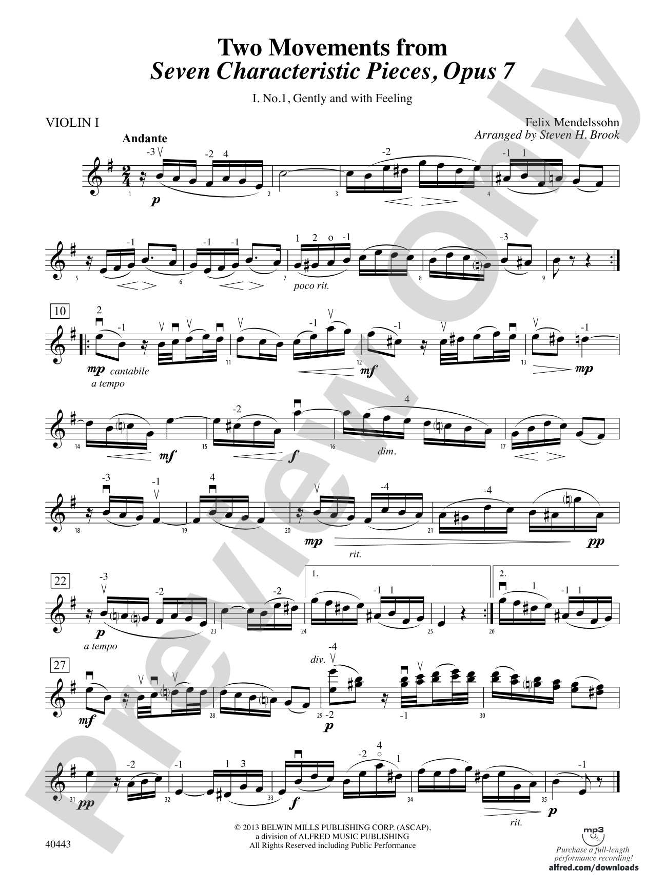 Two Movements from Seven Characteristic Pieces, Op. 7: 1st Violin