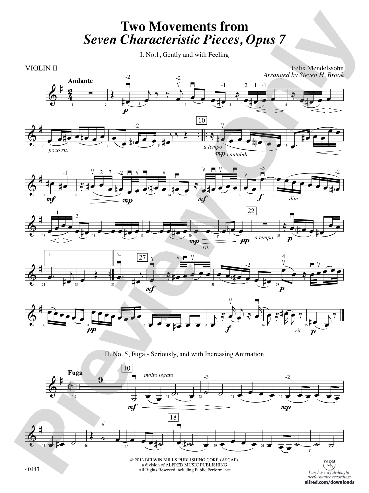 Two Movements from Seven Characteristic Pieces, Op. 7: 2nd Violin