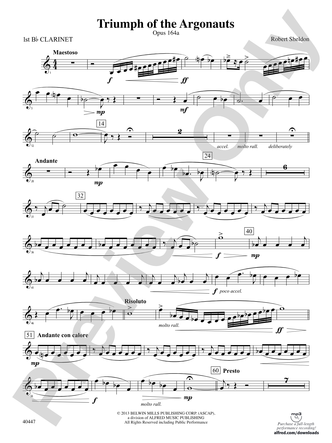 Triumph of the Argonauts: 1st B-flat Clarinet
