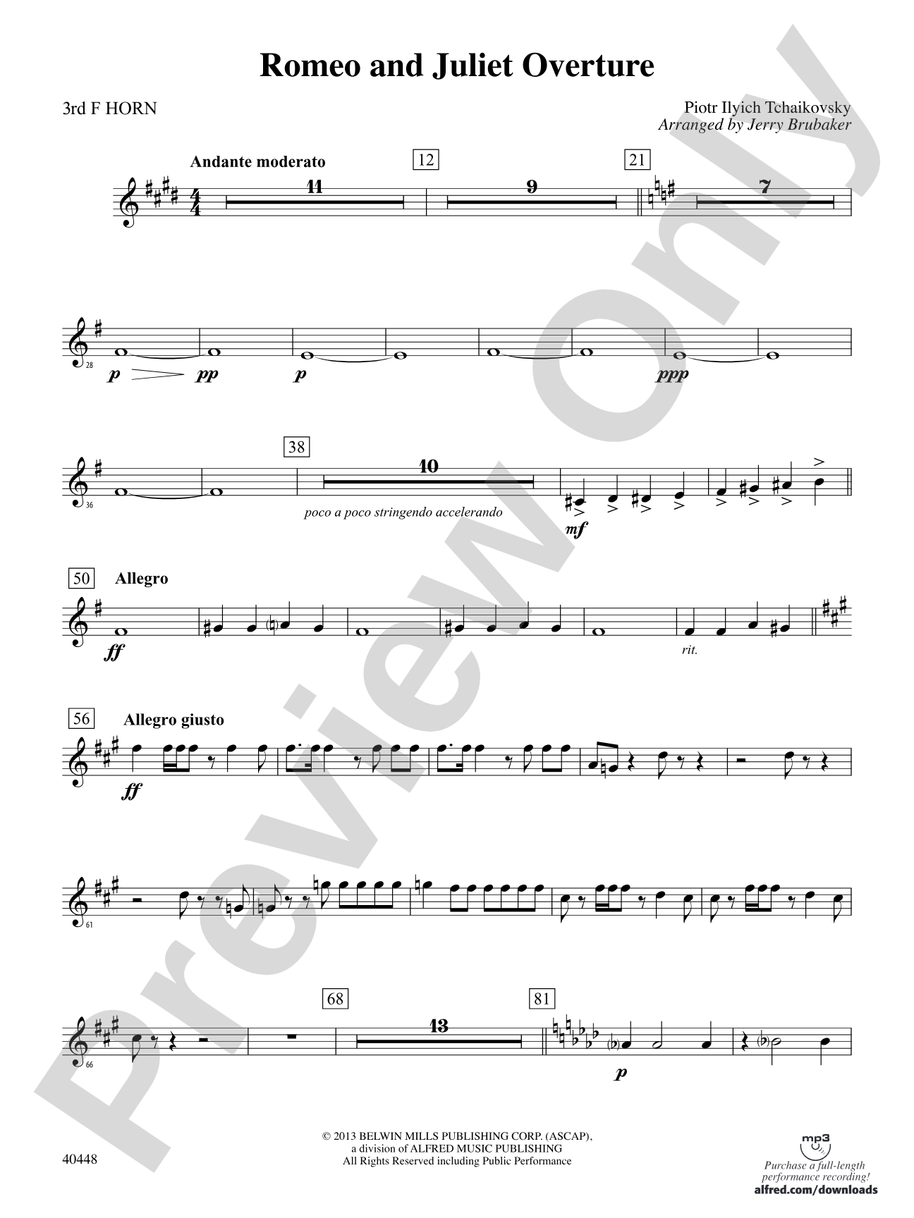Romeo and Juliet Overture: 3rd F Horn