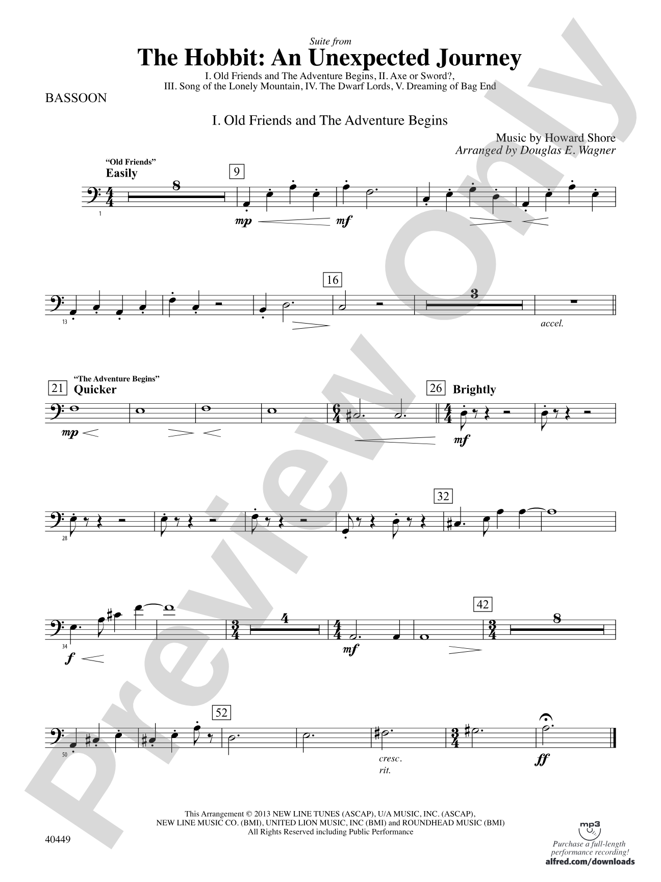 The Hobbit: An Unexpected Journey, Suite from: Bassoon