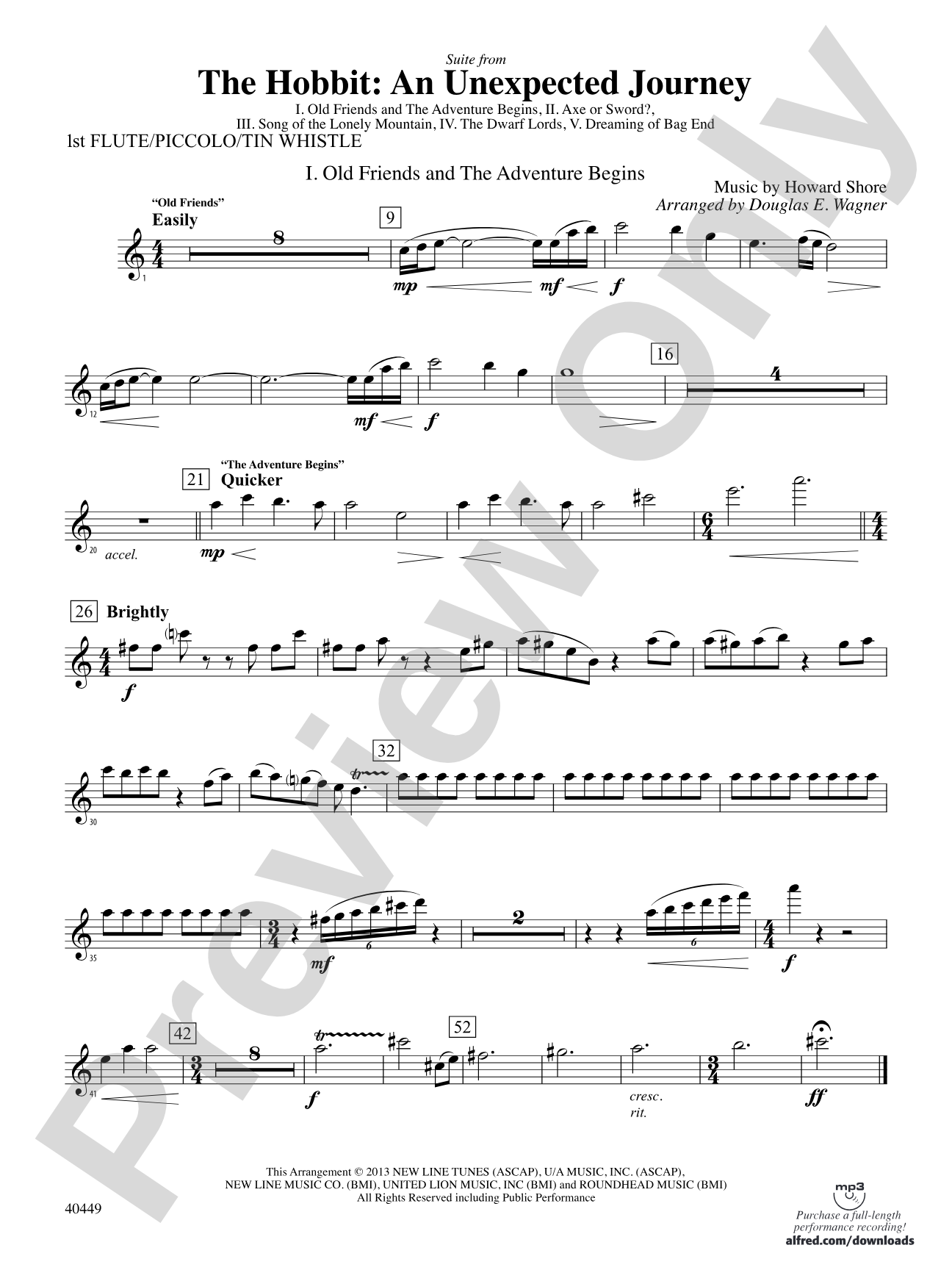 The Hobbit: An Unexpected Journey, Suite from: Flute