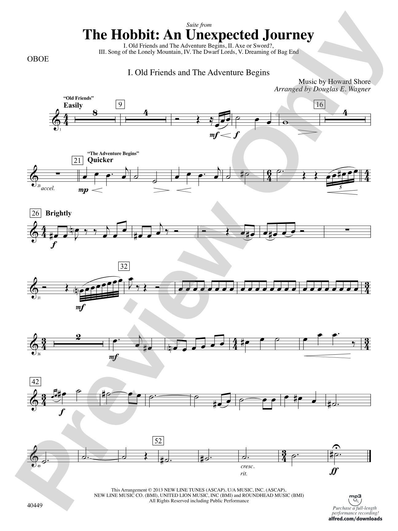 The Hobbit: An Unexpected Journey, Suite from: Oboe
