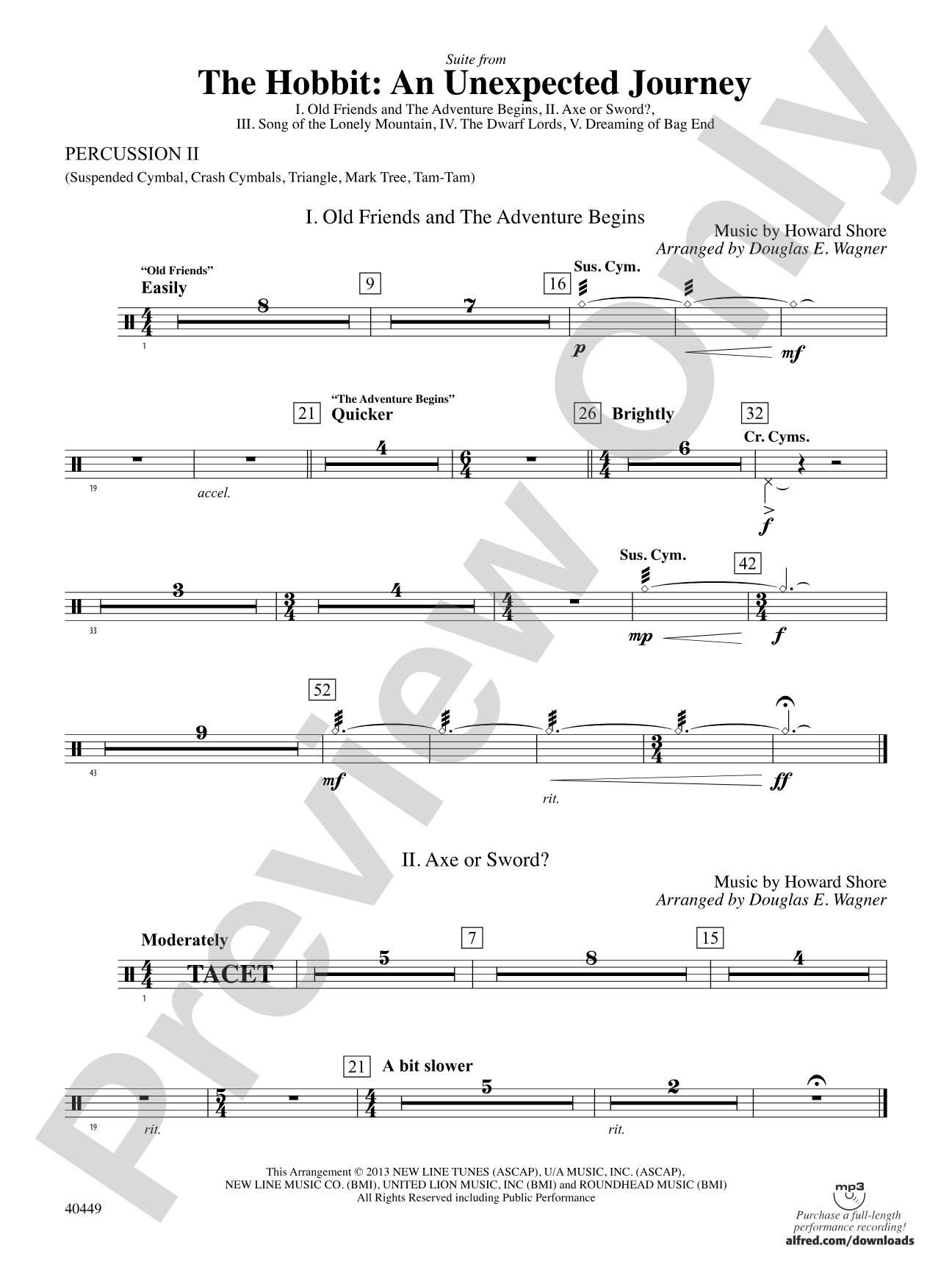 The Hobbit: An Unexpected Journey, Suite from: 2nd Percussion