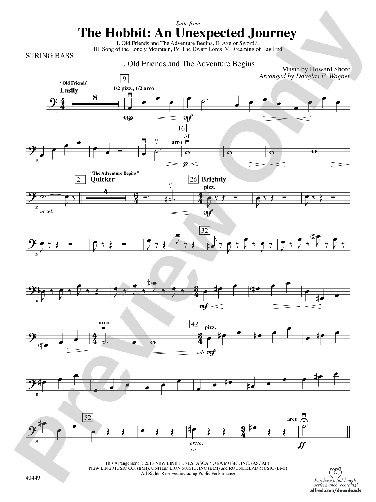 The Hobbit: An Unexpected Journey, Suite from: String Bass