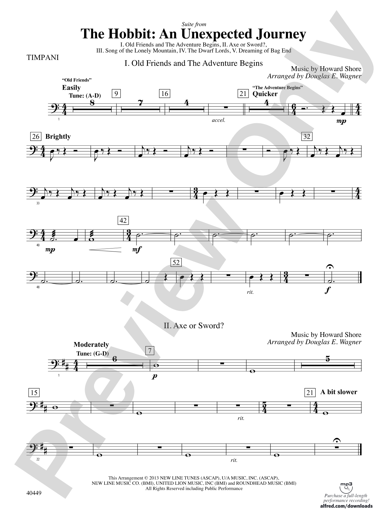 The Hobbit: An Unexpected Journey, Suite from: Timpani