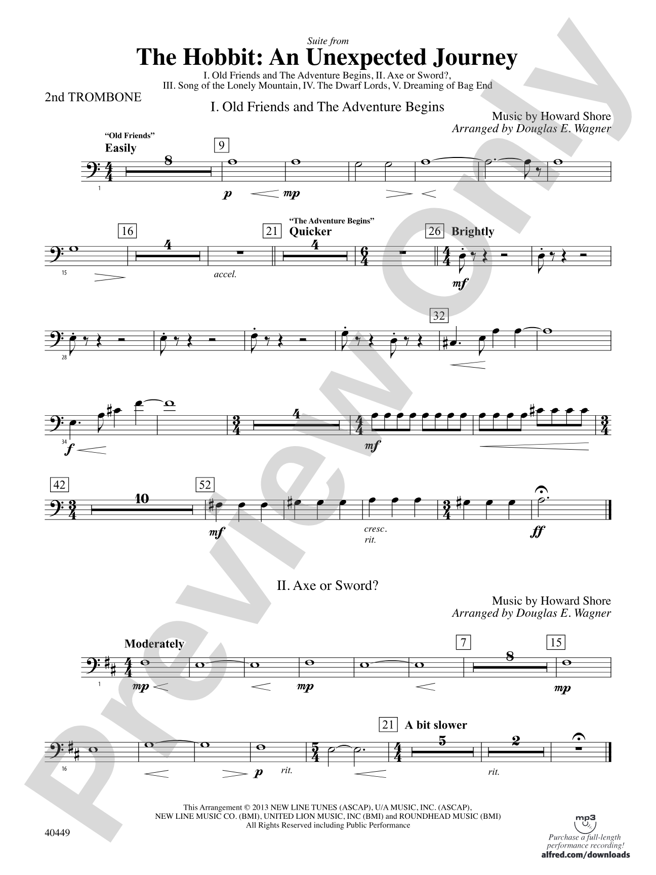 The Hobbit: An Unexpected Journey, Suite from: 2nd Trombone