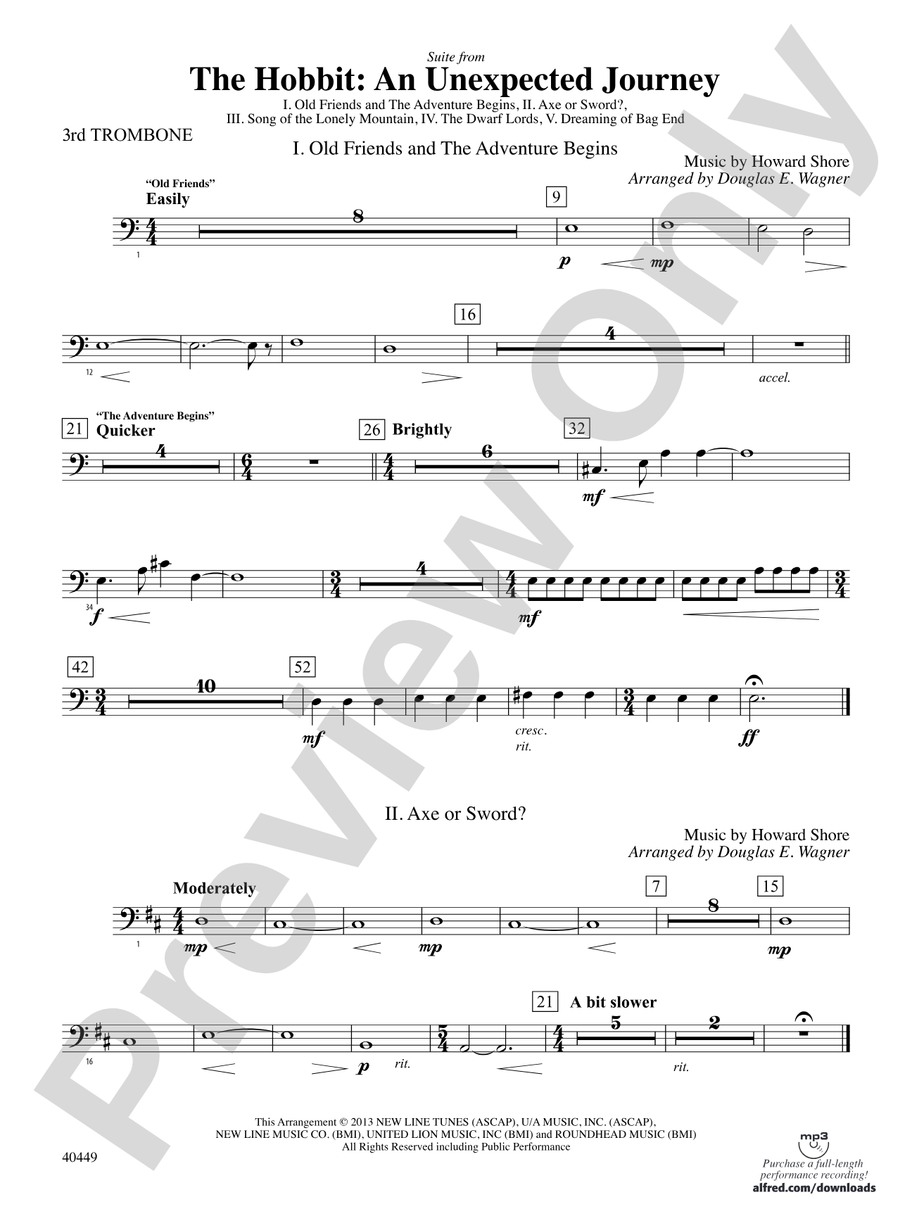 The Hobbit: An Unexpected Journey, Suite from: 3rd Trombone