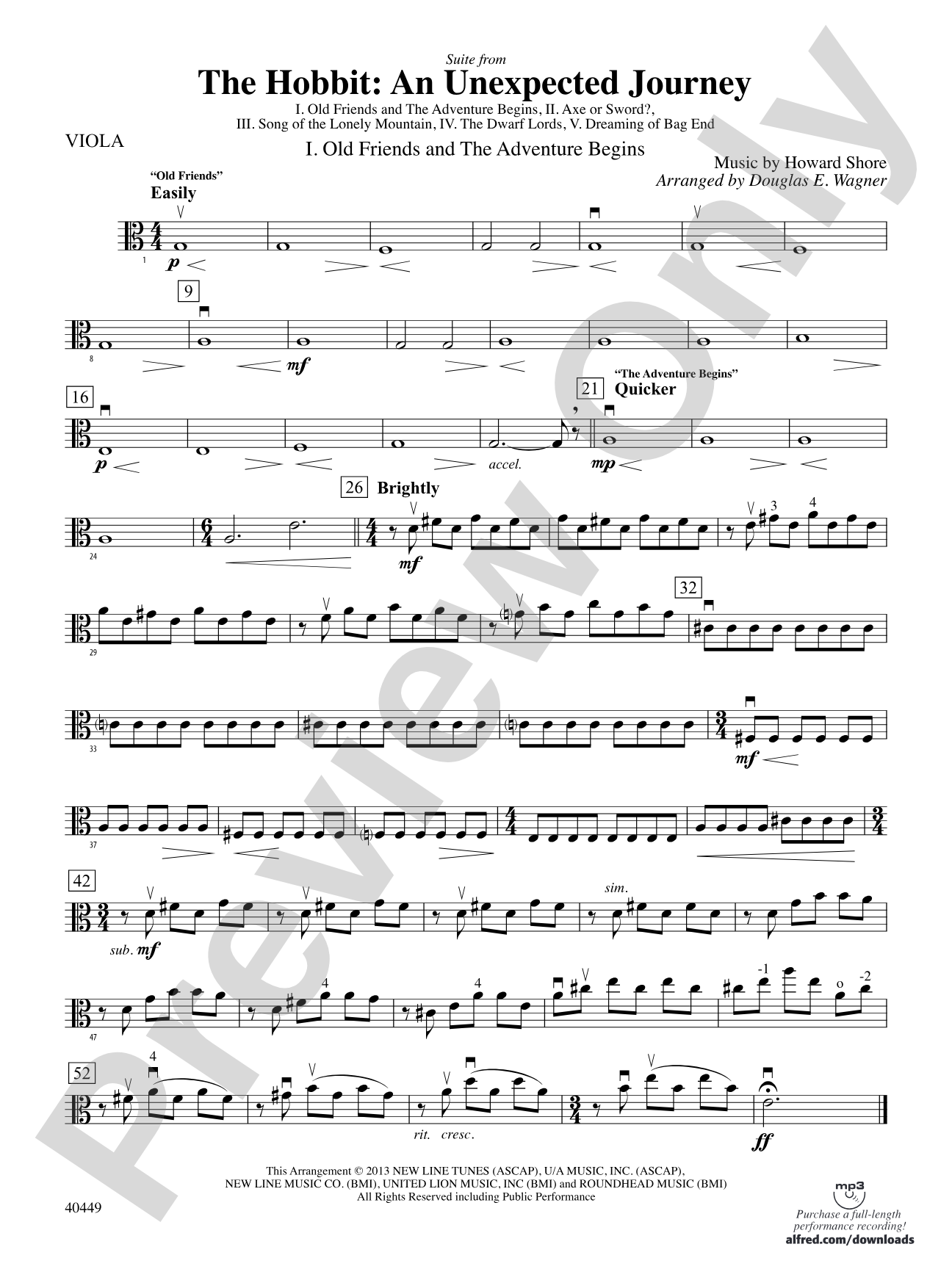 The Hobbit: An Unexpected Journey, Suite from: Viola