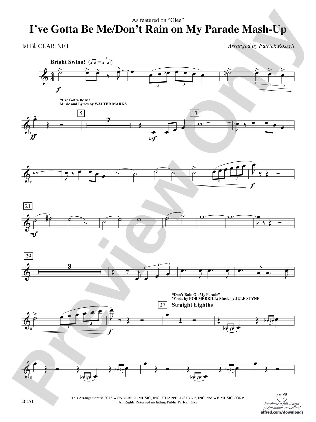 I’ve Gotta Be Me / Don’t Rain on My Parade Mash-Up: 1st B-flat Clarinet
