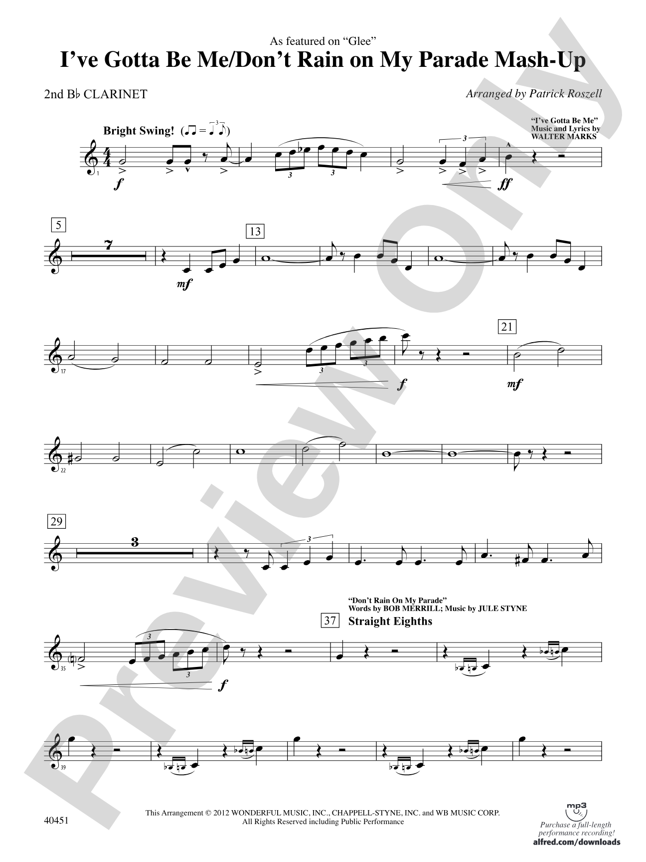 I’ve Gotta Be Me / Don’t Rain on My Parade Mash-Up: 2nd B-flat Clarinet