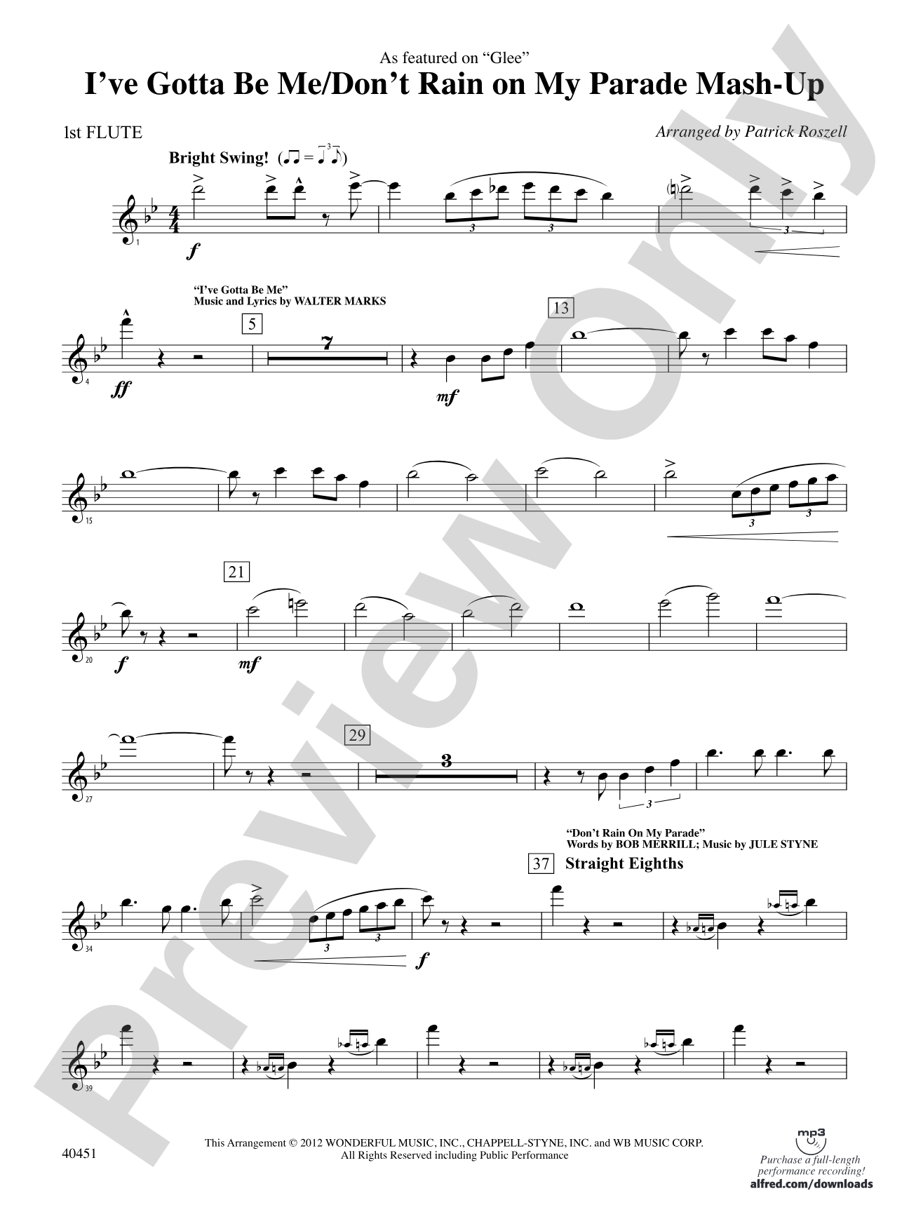 I’ve Gotta Be Me / Don’t Rain on My Parade Mash-Up: Flute
