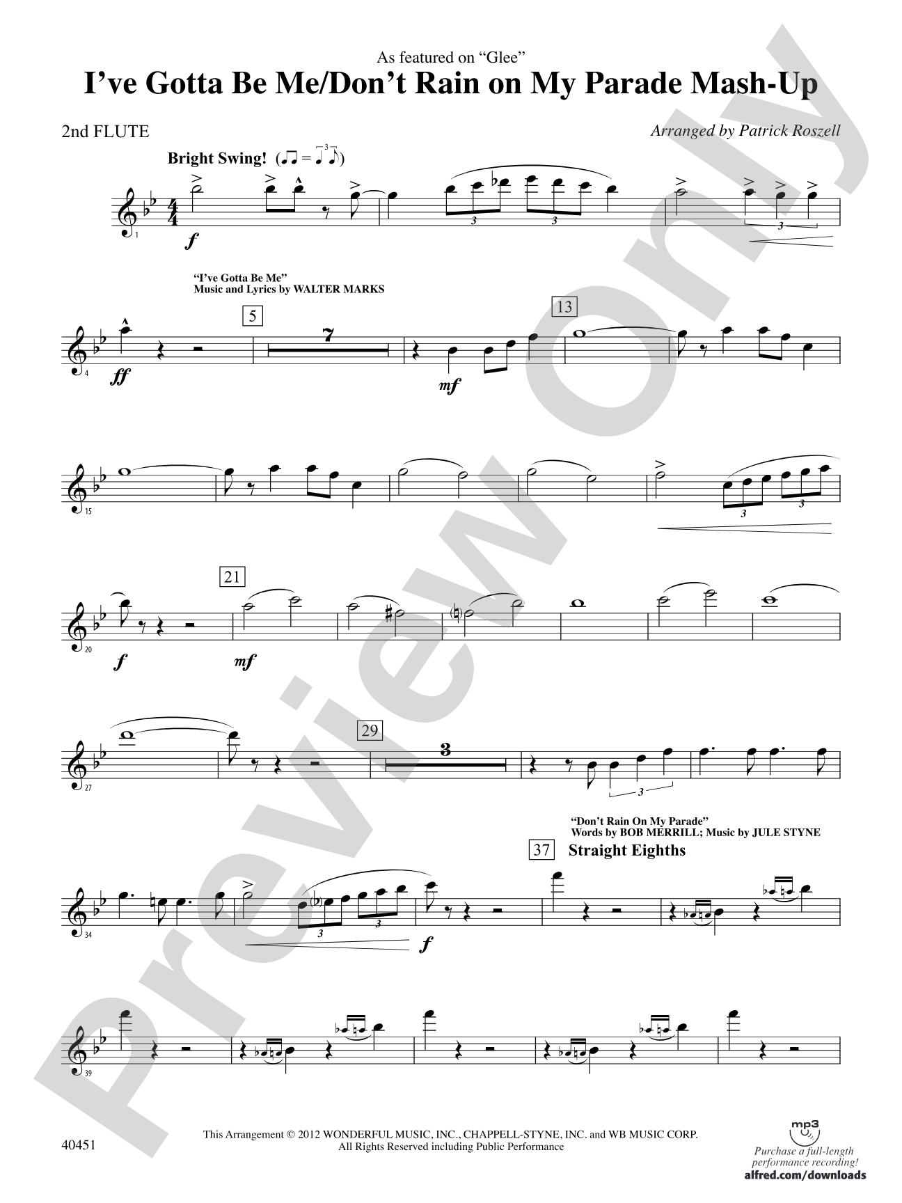 I’ve Gotta Be Me / Don’t Rain on My Parade Mash-Up: 2nd Flute