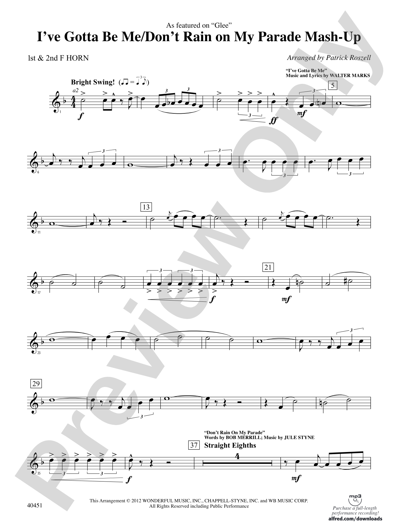 I’ve Gotta Be Me / Don’t Rain on My Parade Mash-Up: 1st & 2nd F Horns