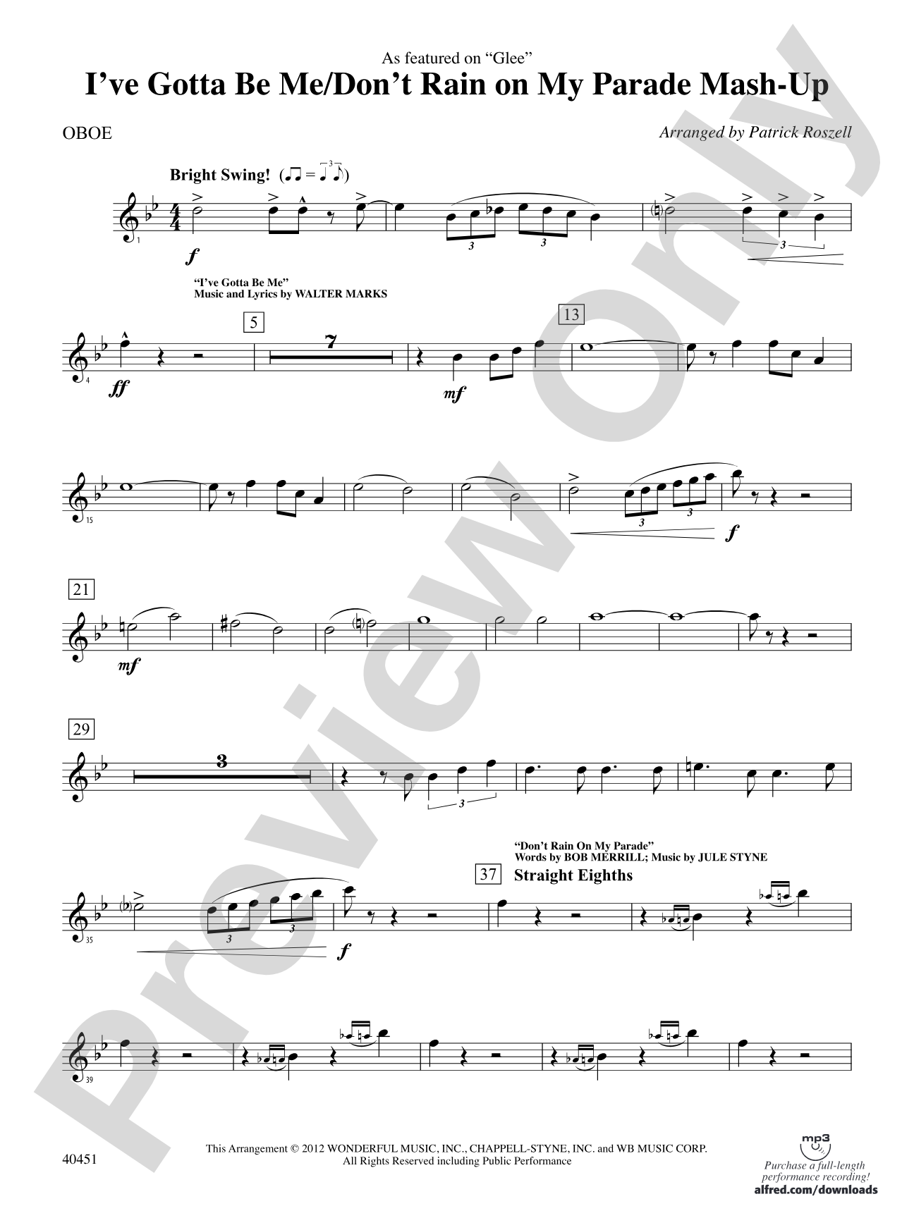 I’ve Gotta Be Me / Don’t Rain on My Parade Mash-Up: Oboe