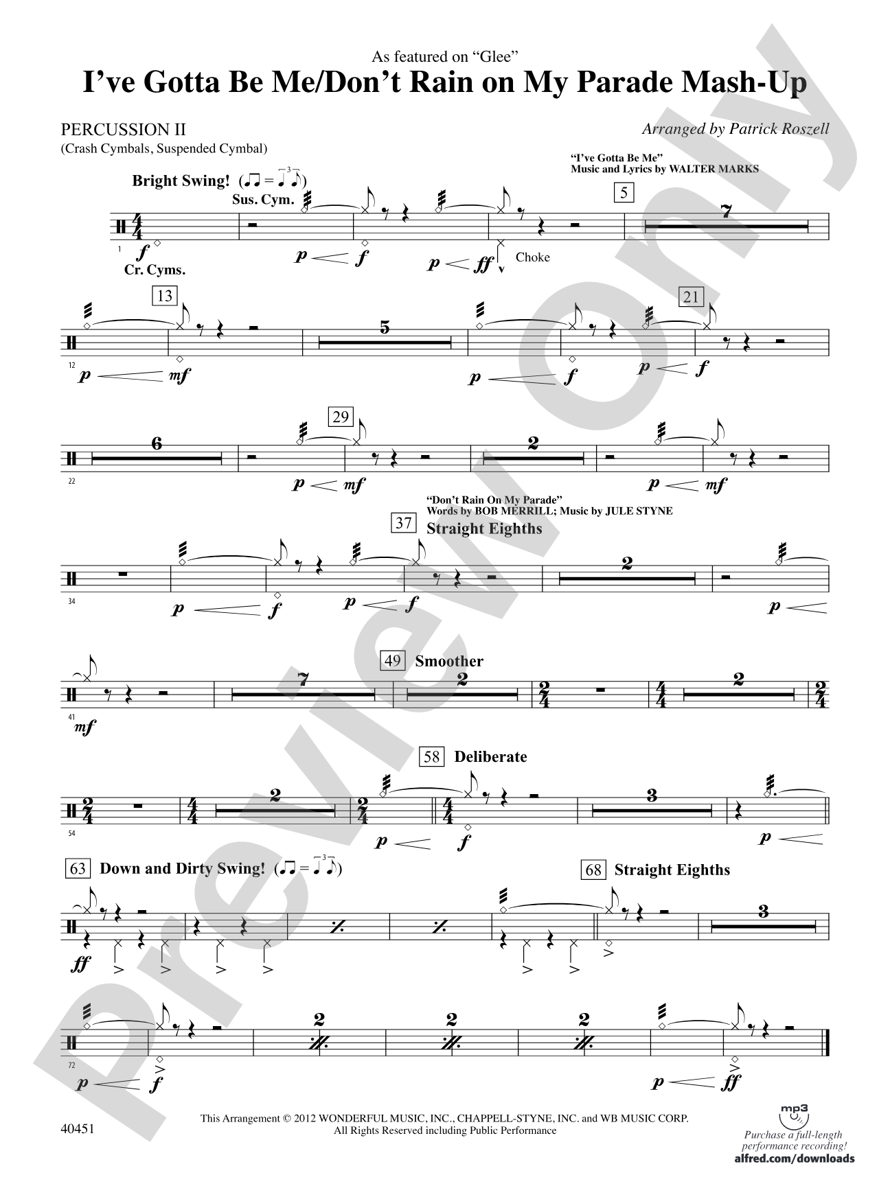 I’ve Gotta Be Me / Don’t Rain on My Parade Mash-Up: 2nd Percussion