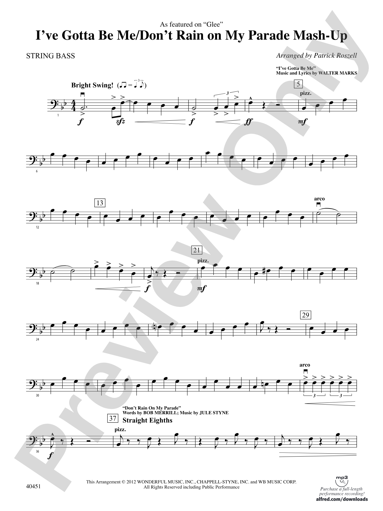 I’ve Gotta Be Me / Don’t Rain on My Parade Mash-Up: String Bass