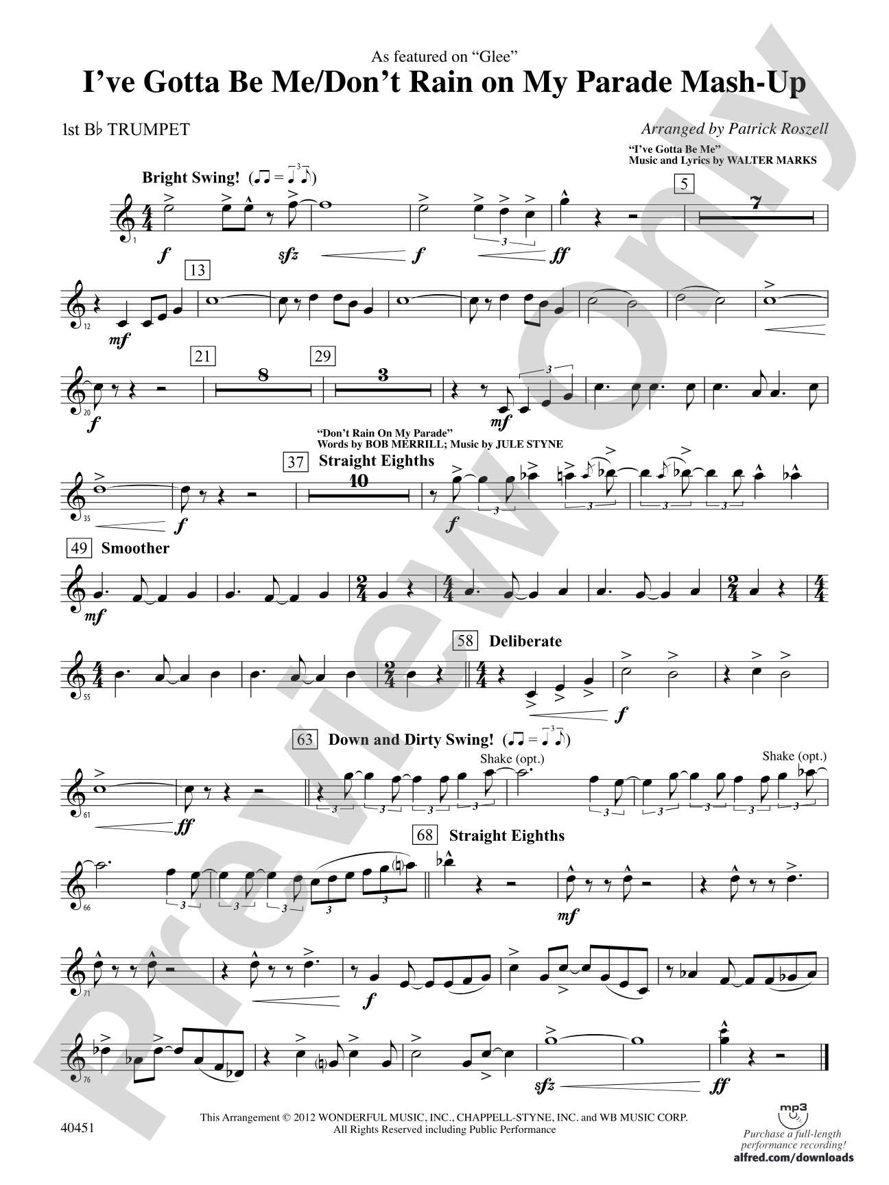 I’ve Gotta Be Me / Don’t Rain on My Parade Mash-Up: 1st B-flat Trumpet