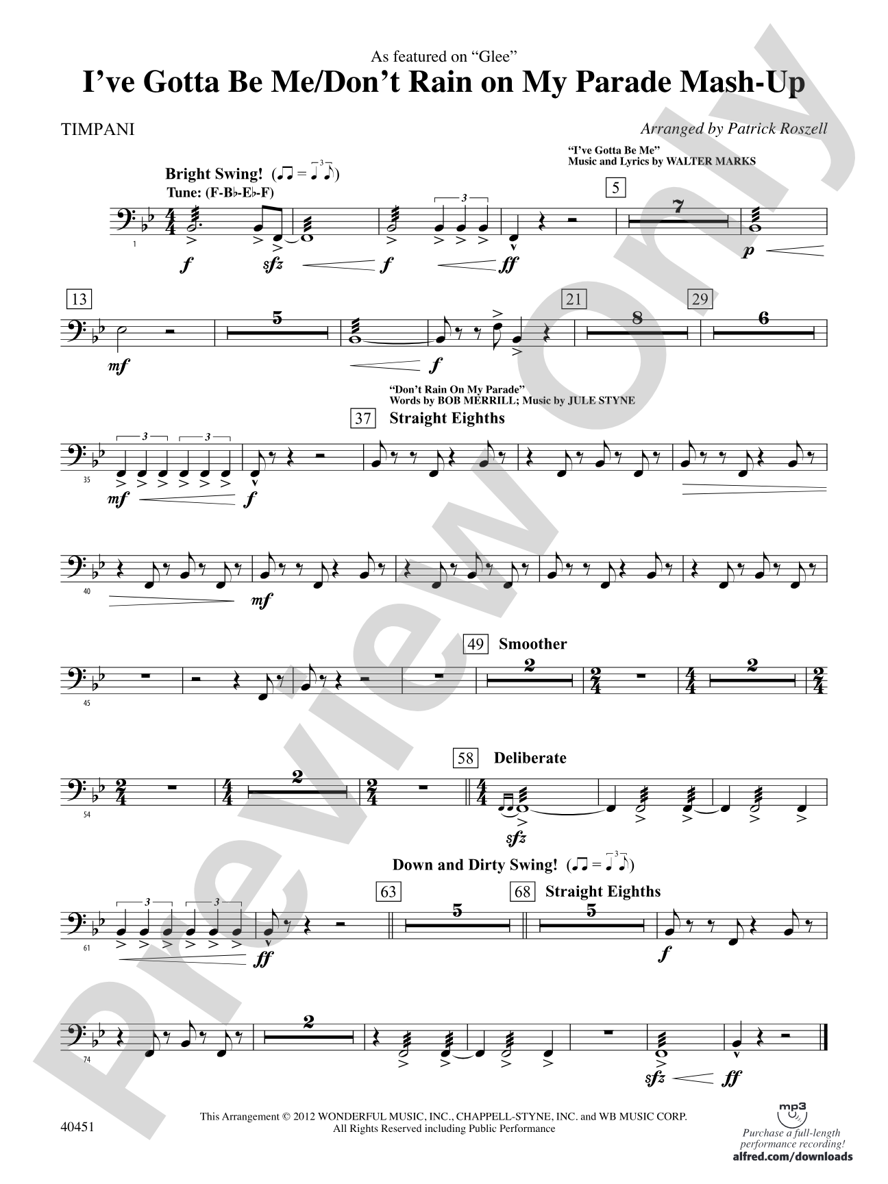 I’ve Gotta Be Me / Don’t Rain on My Parade Mash-Up: Timpani