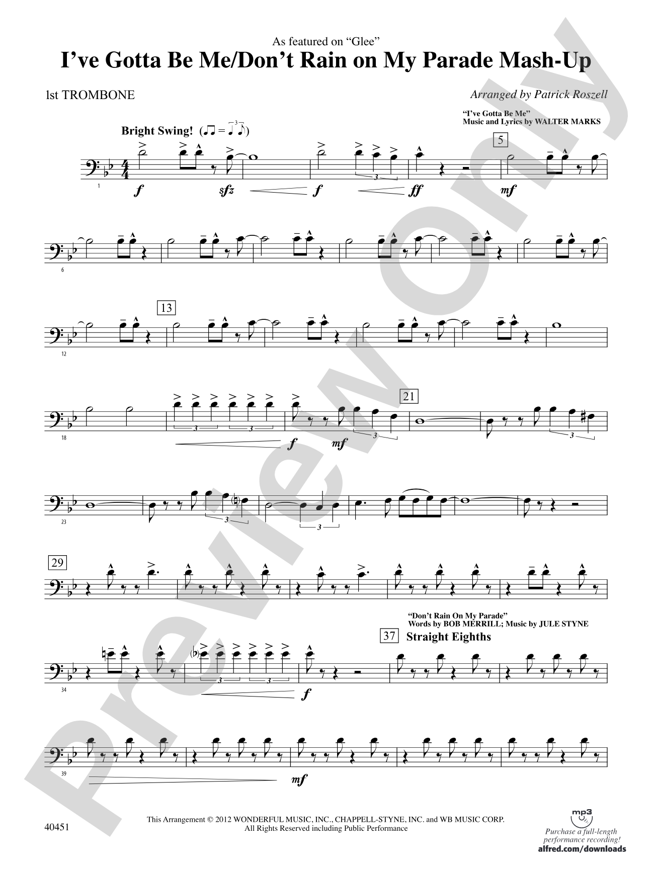 I’ve Gotta Be Me / Don’t Rain on My Parade Mash-Up: 1st Trombone