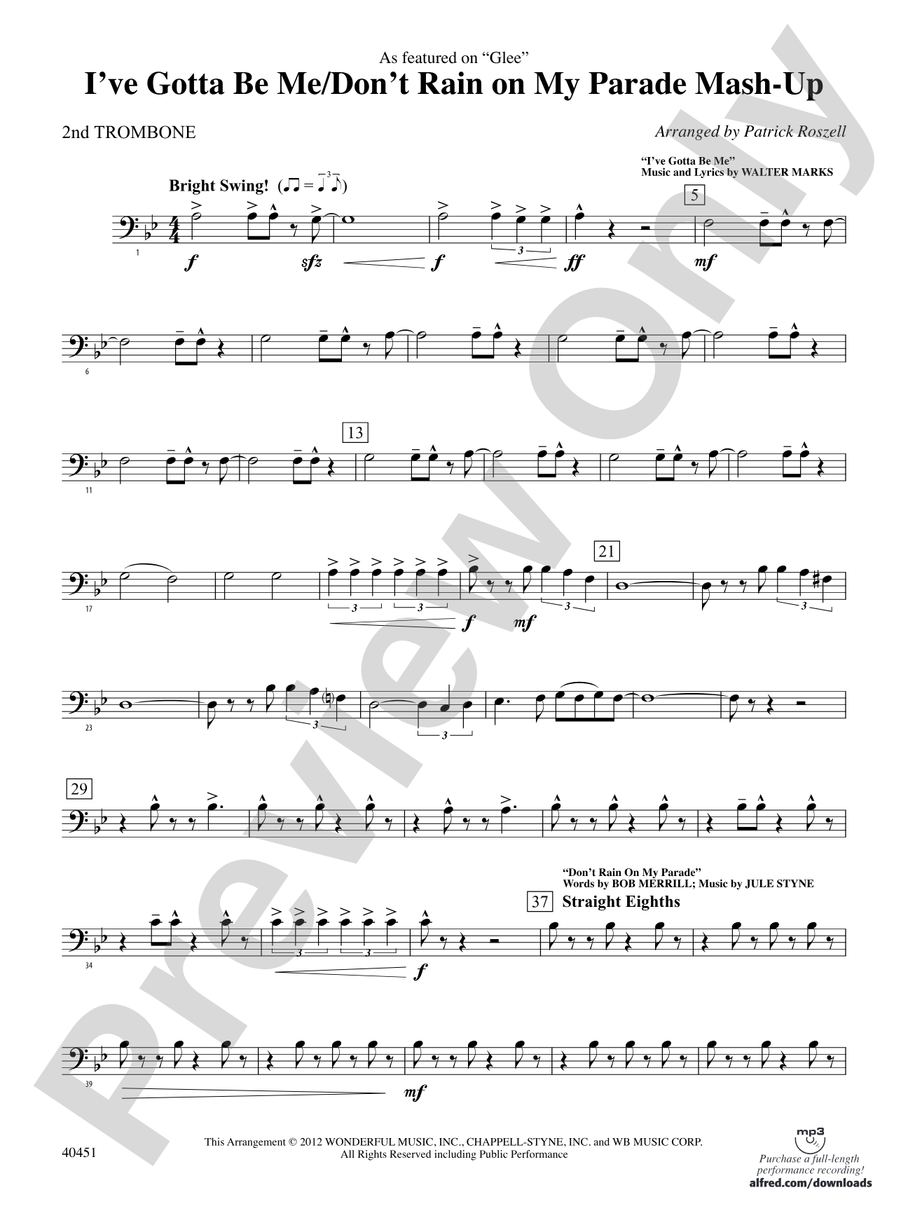I’ve Gotta Be Me / Don’t Rain on My Parade Mash-Up: 2nd Trombone