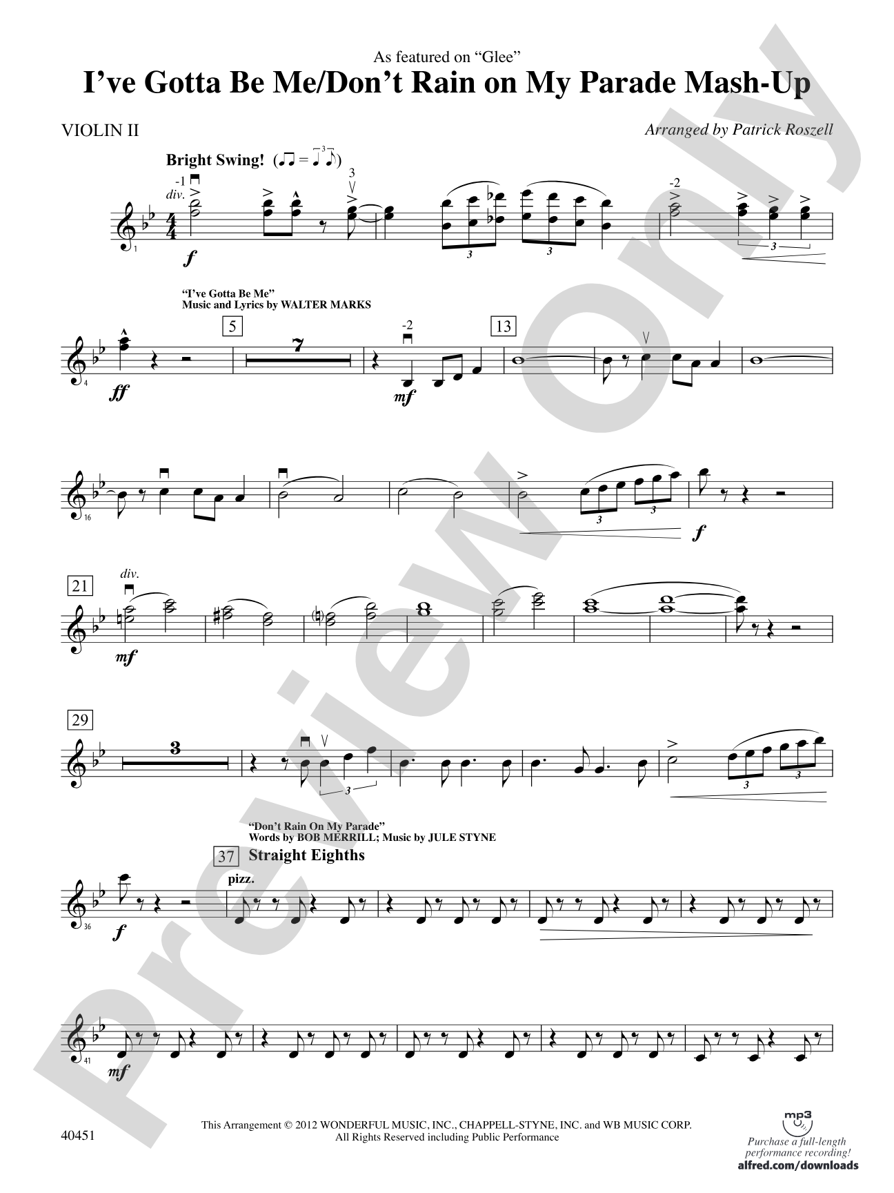 I’ve Gotta Be Me / Don’t Rain on My Parade Mash-Up: 2nd Violin